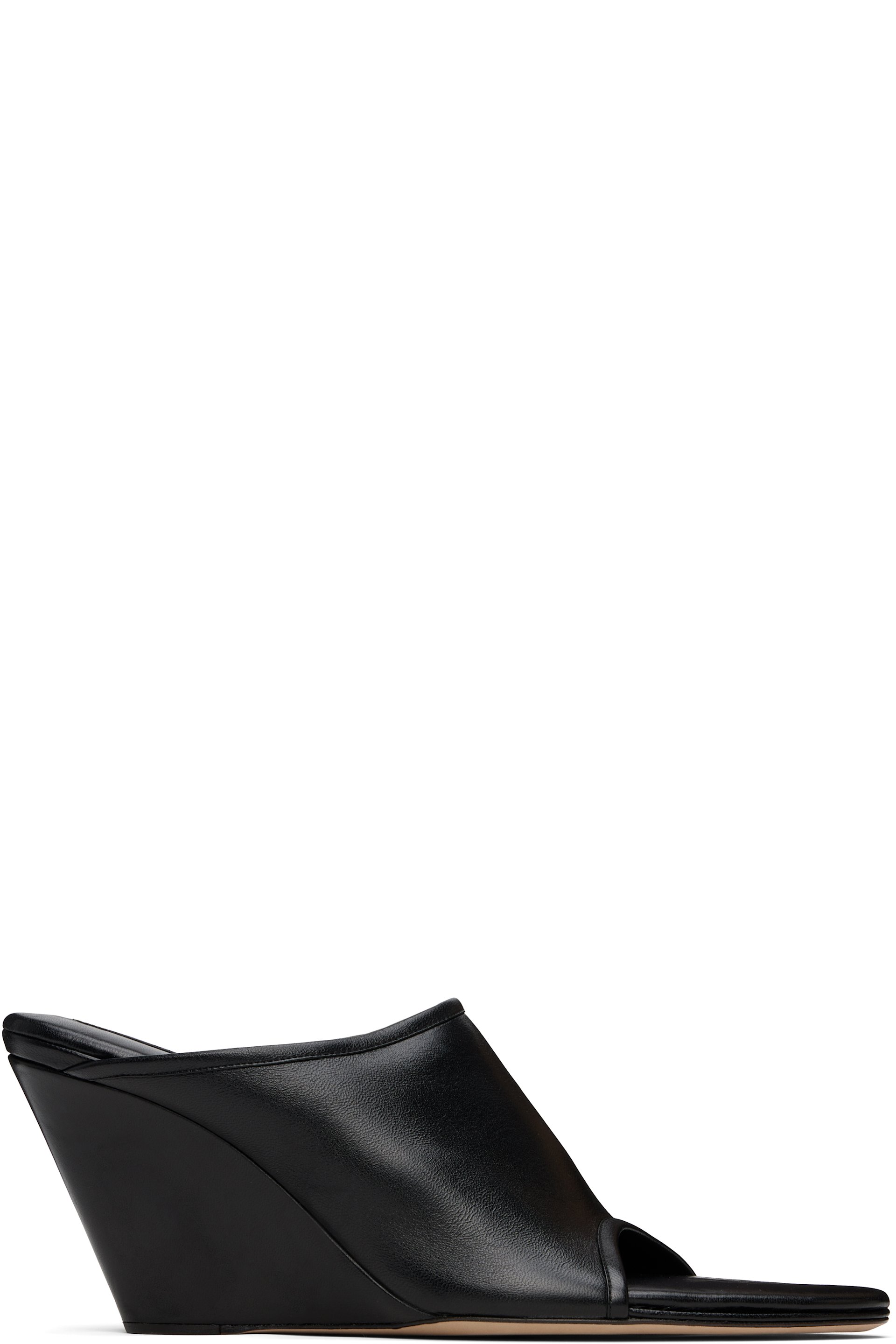 CHRISTEN - Mules à talon de 75 mm noires en cuir extensible