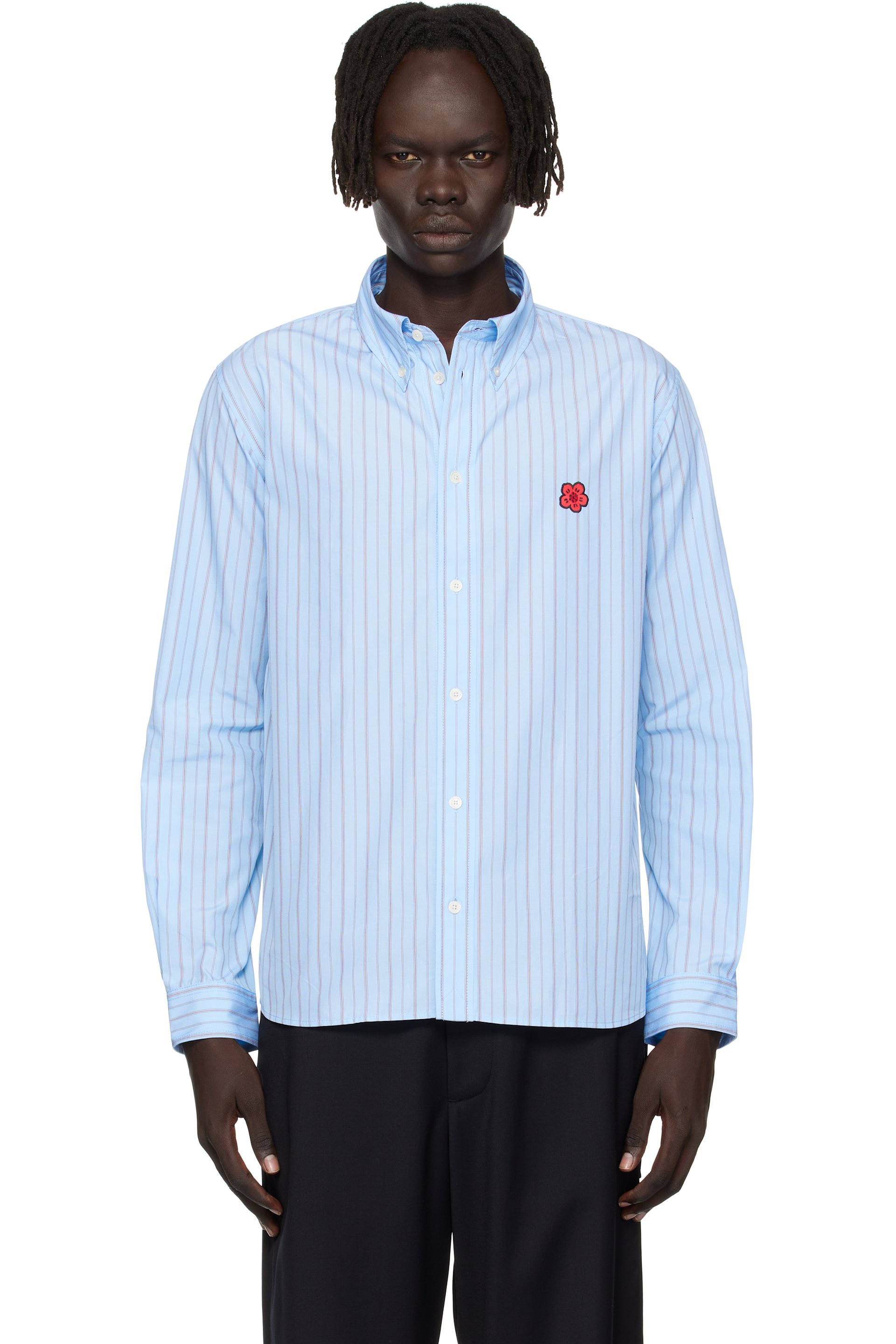Kenzo - Chemise décontractée bleue à logos brodés - BOKE FLOWER