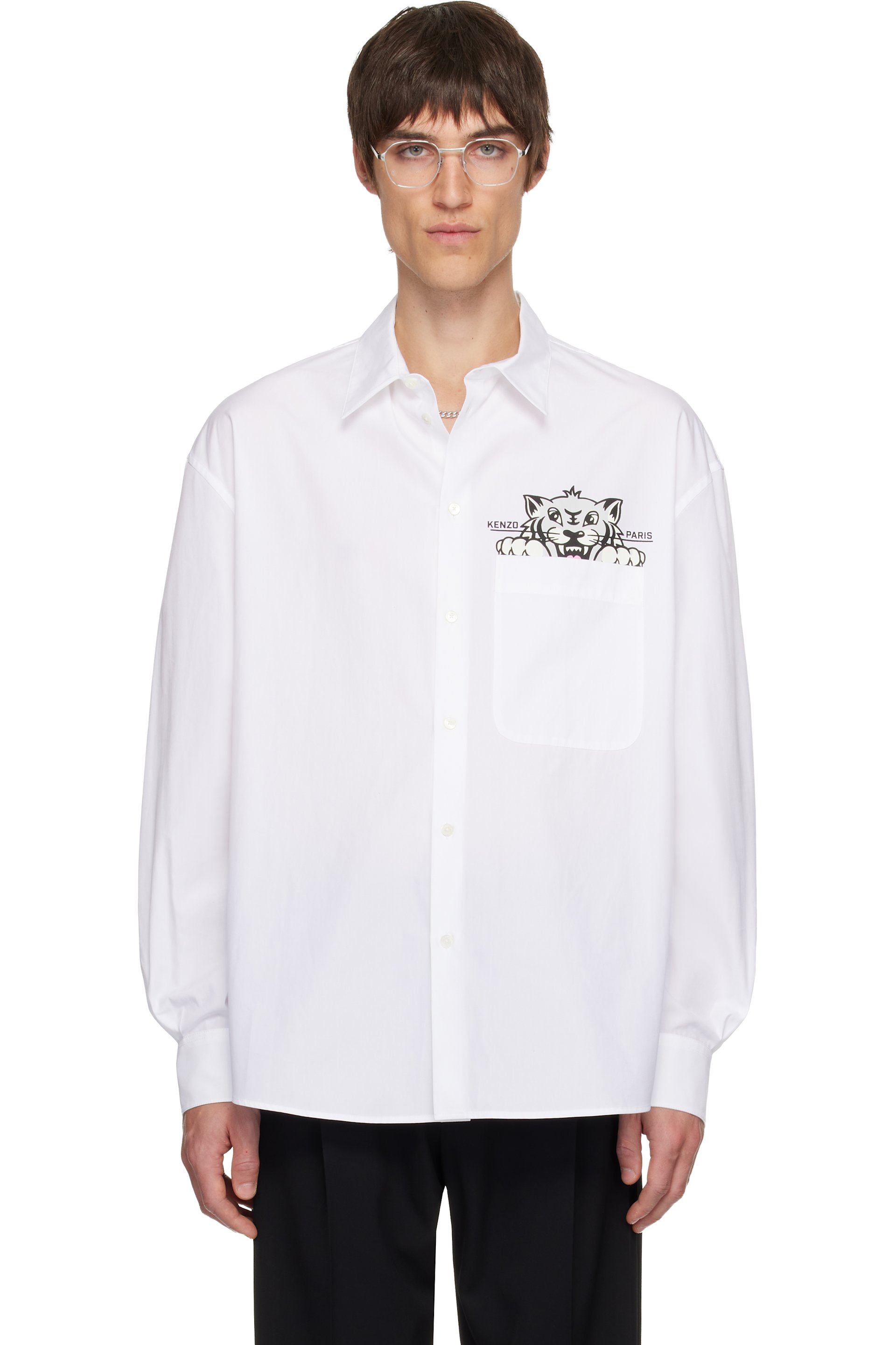 Kenzo - White Kenzo Paris 'KENZO Happy Tiger' Casual Shirt