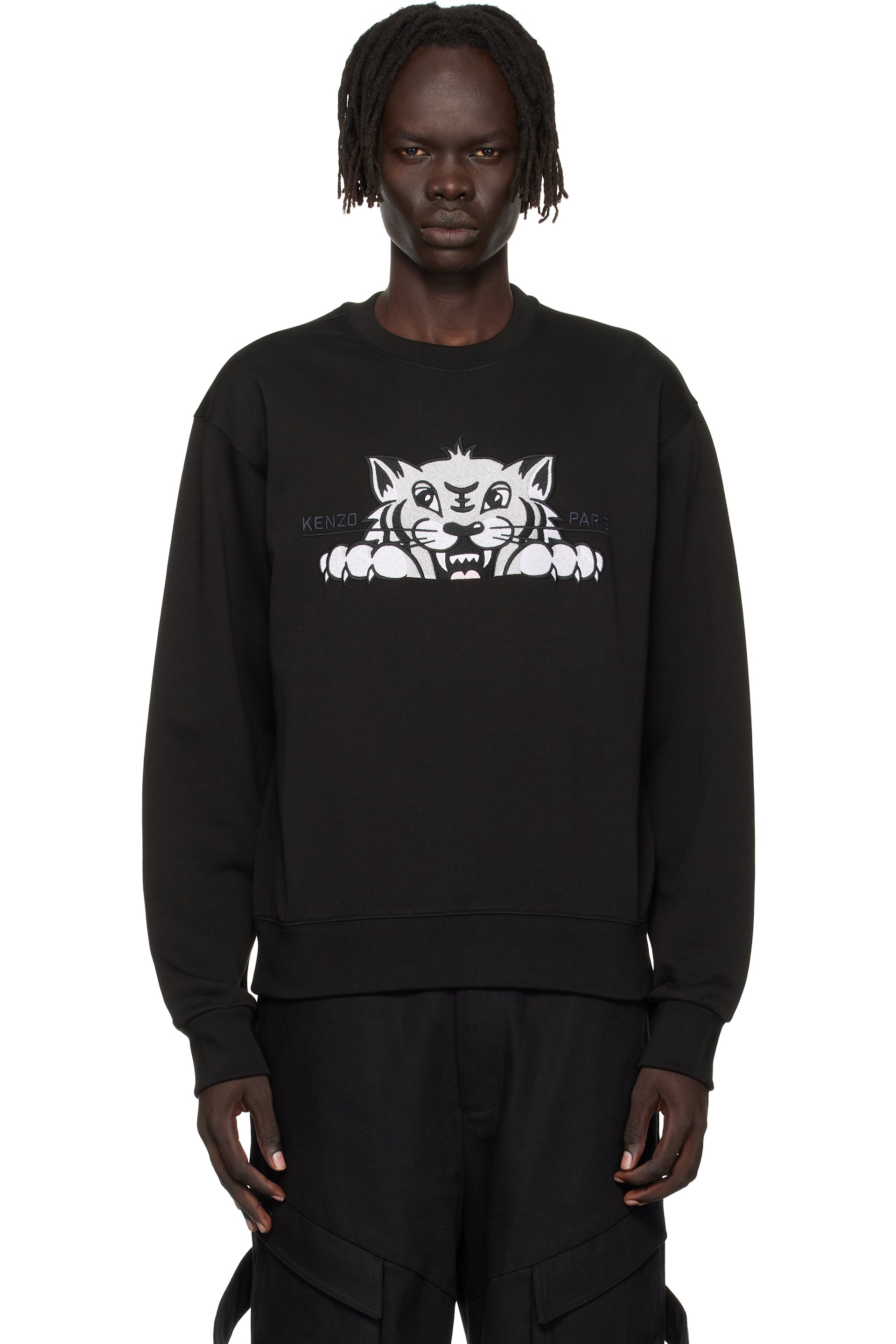 Kenzo - Black Kenzo Paris 'KENZO Happy Tiger' Embroidered Sweatshirt