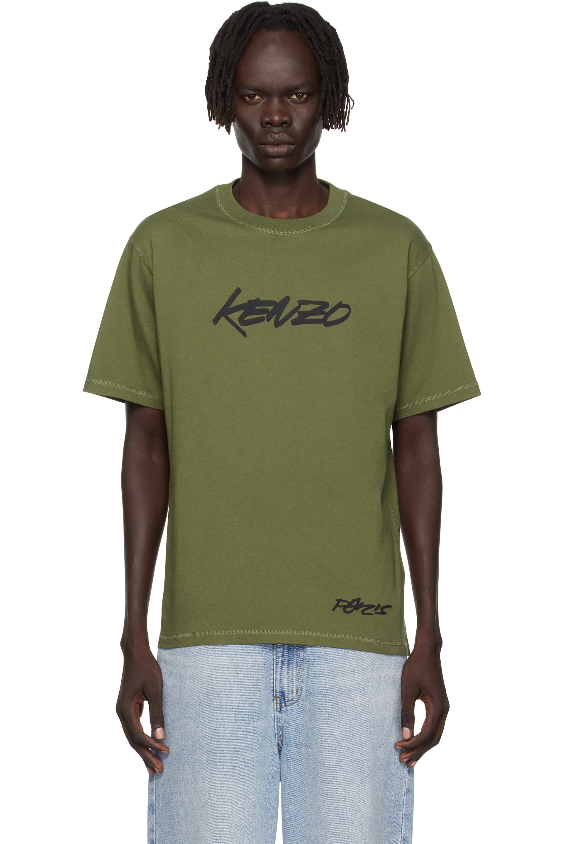 Khaki Kenzo Paris Futura 2000 Edition Cotton T-shirt by Kenzo on Sale