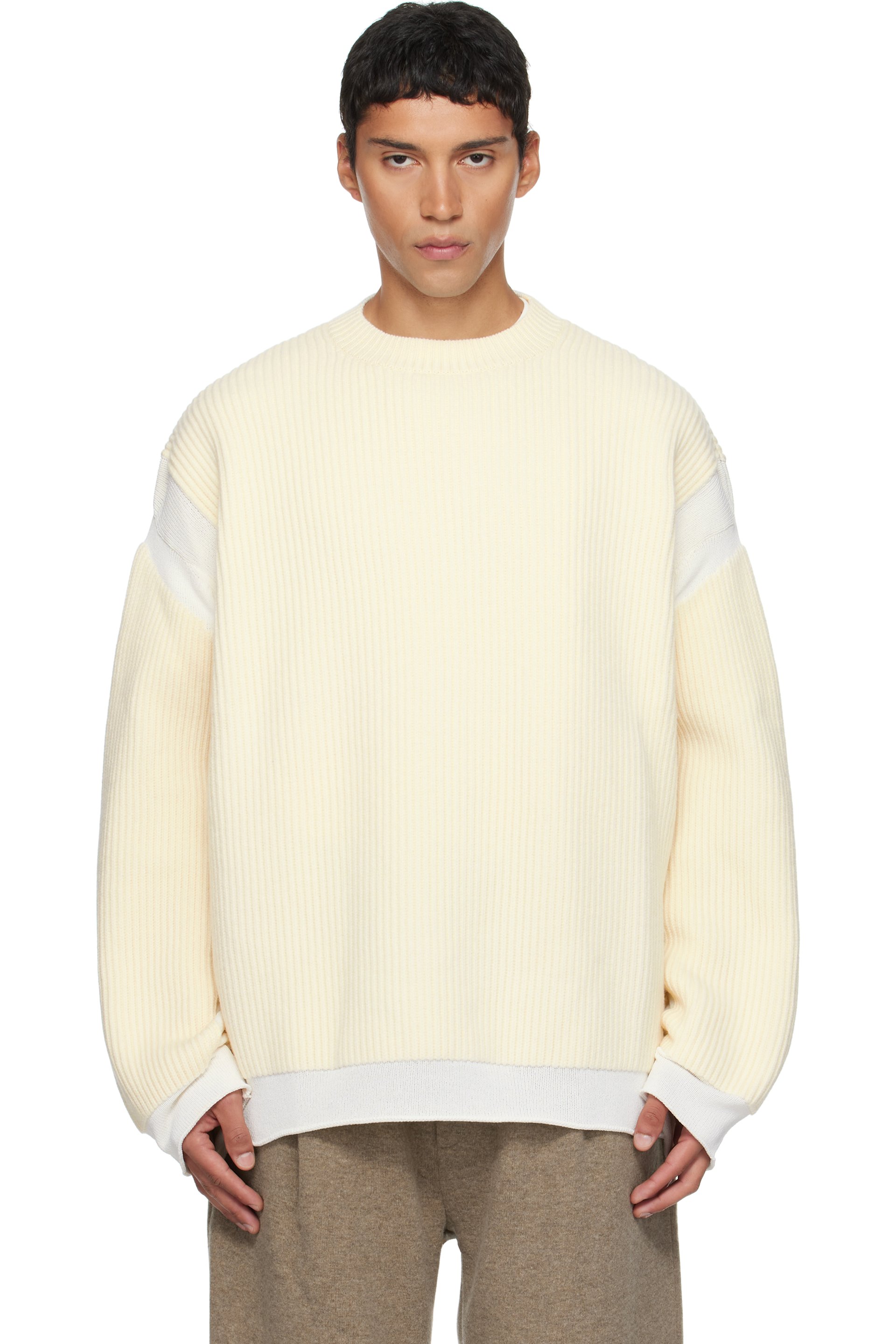 Mordecai - Pull beige à col ras du cou