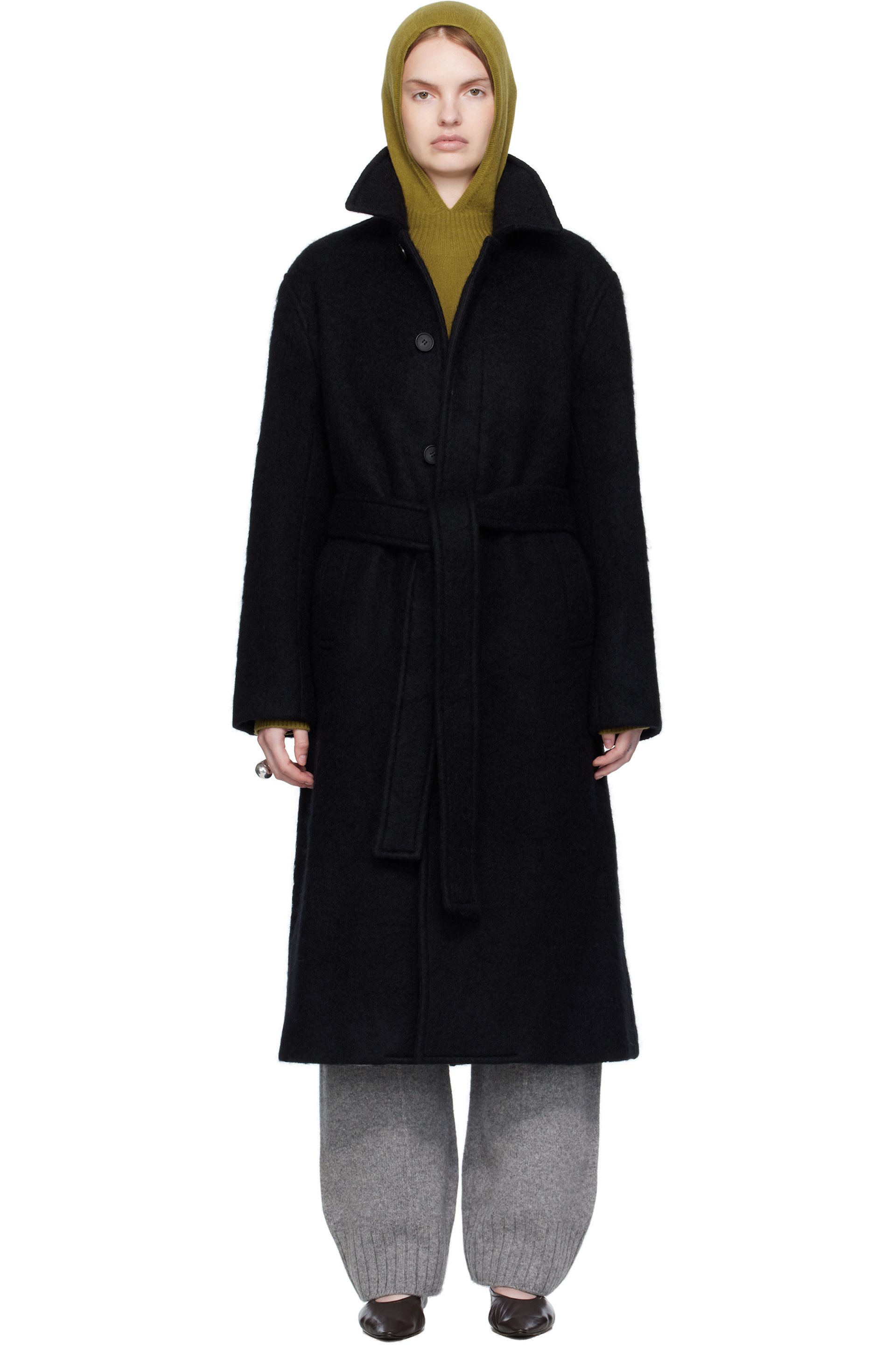 UMARMUNG - Manteau surdimensionné noir en laine brossée