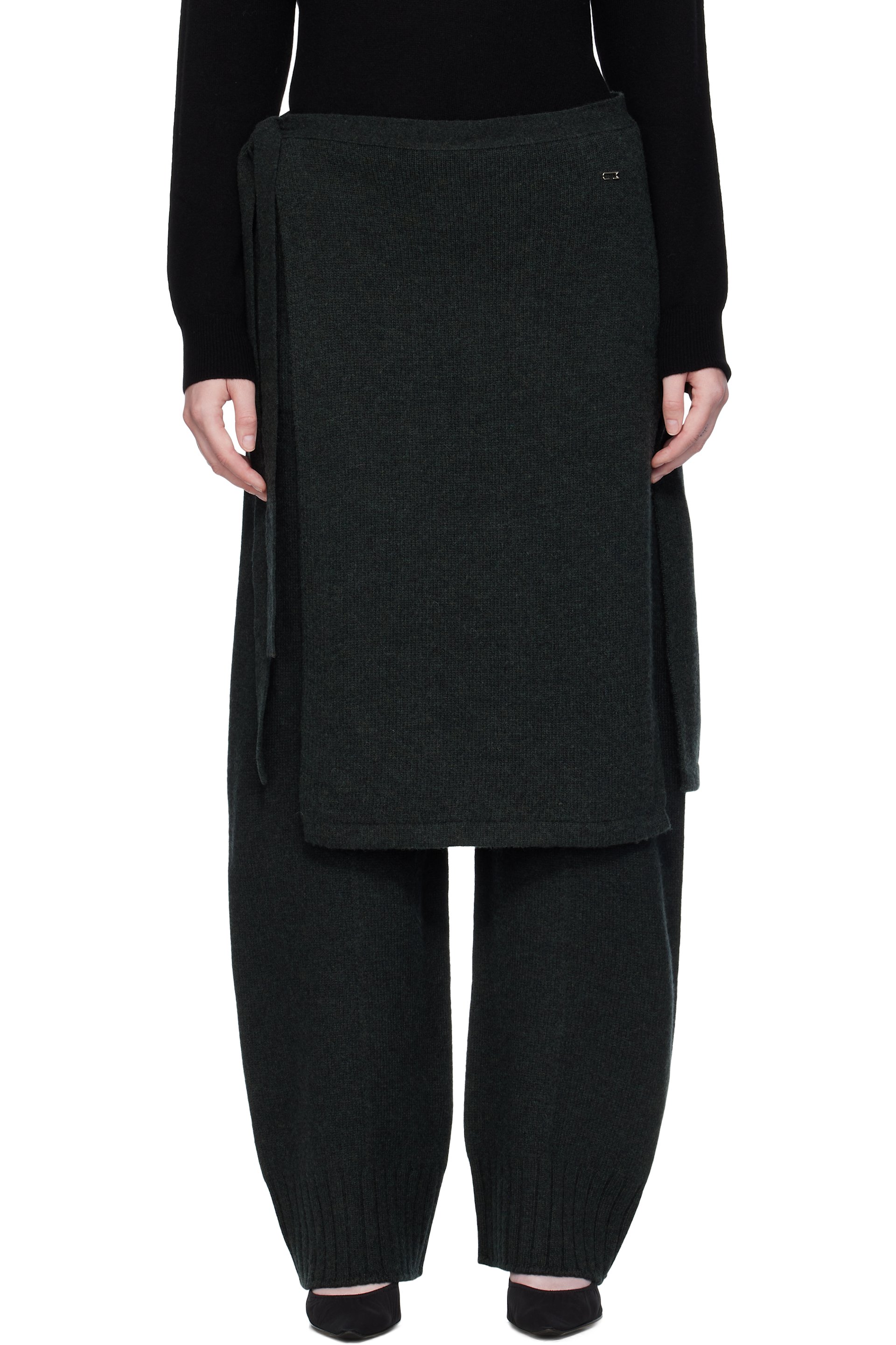 UMARMUNG - Pantalon de détente Wholegarment noir à empiècement de style jupe