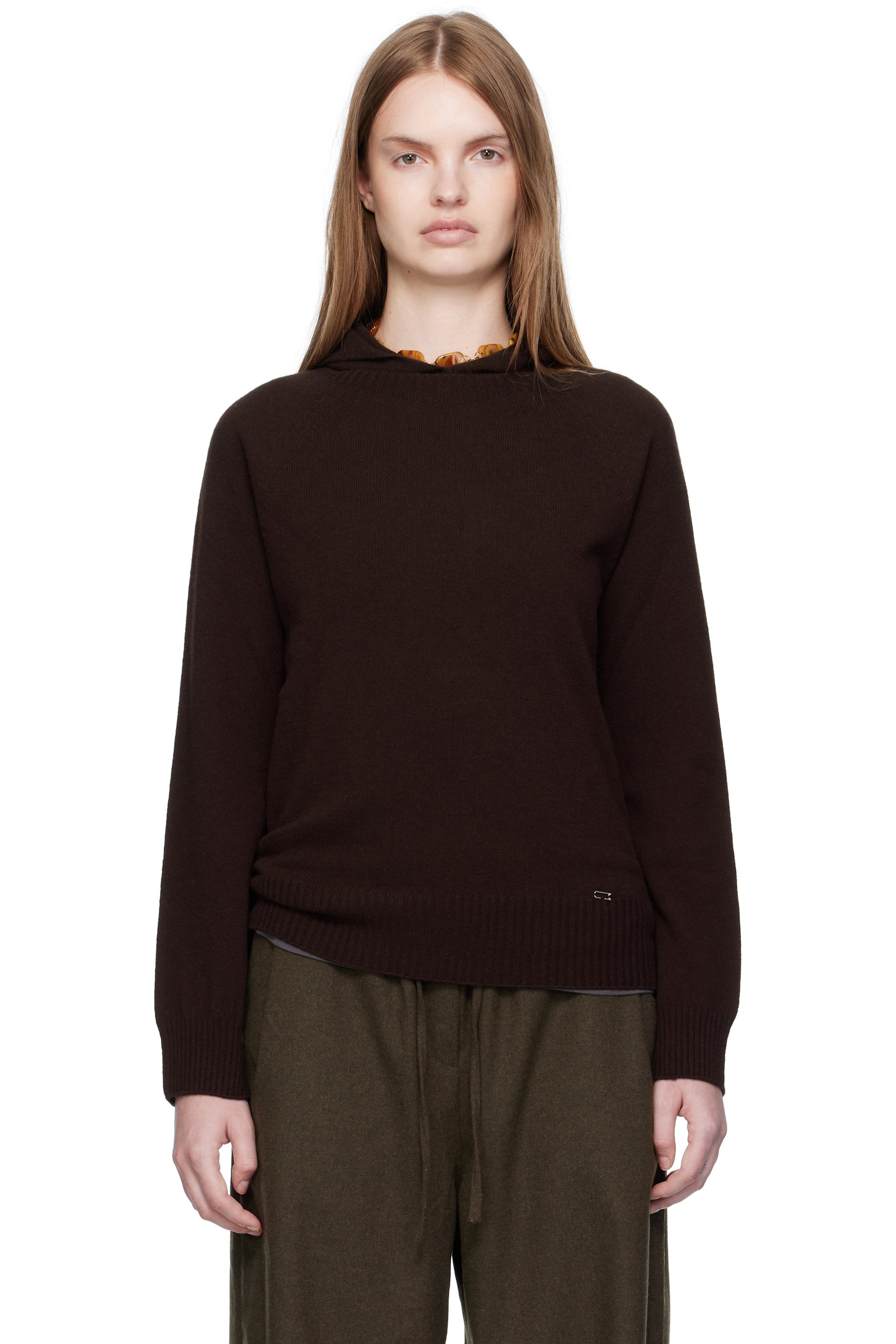 UMARMUNG - Pull à capuche Wholegarment brun