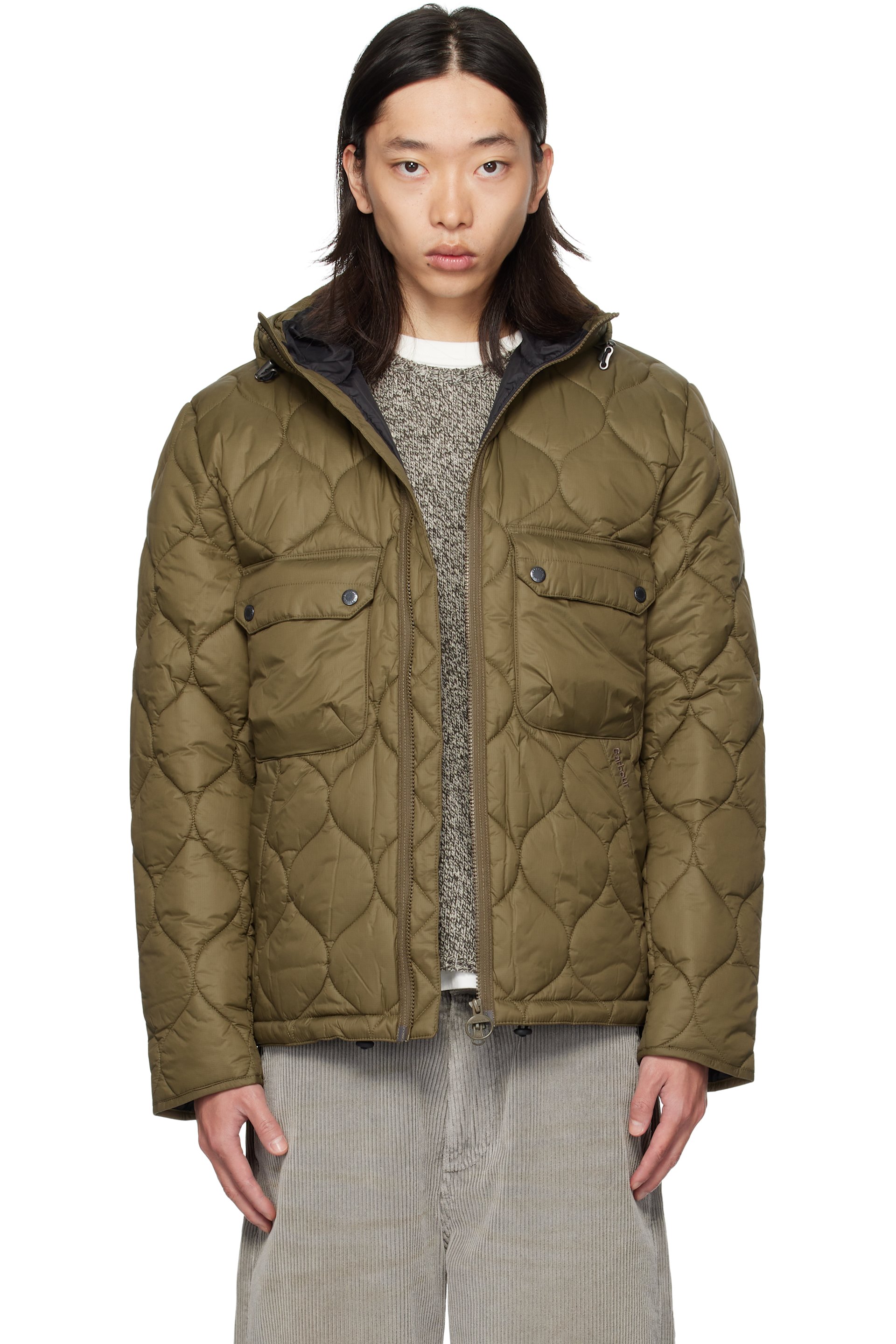 Barbour - Khaki Re-Engineered Hooded Spey Quilted Jacket