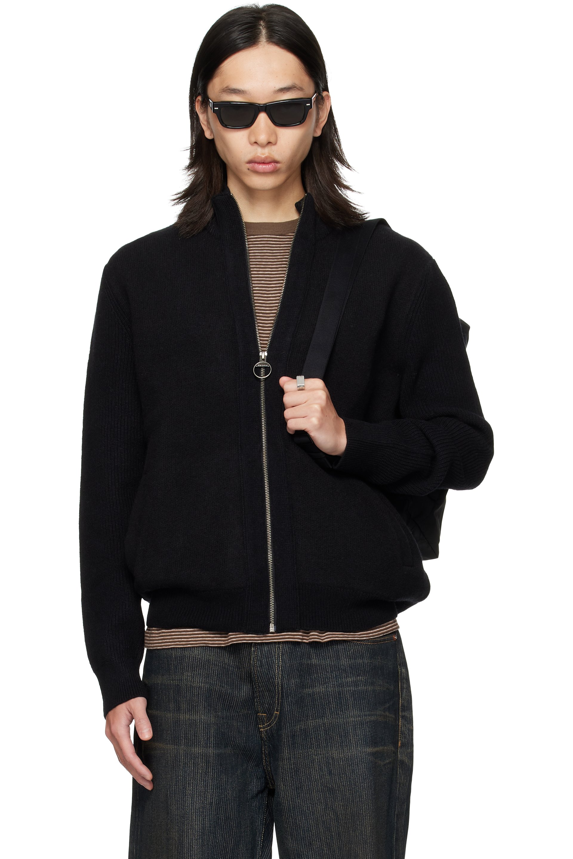 Barbour - Black Milburn Zip Up Cardigan