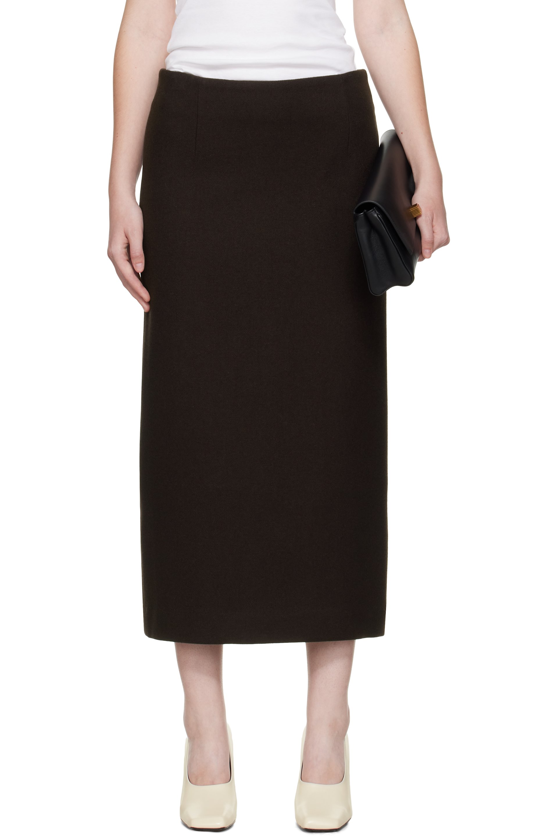 R2W - Jupe midi Mullin brune en laine