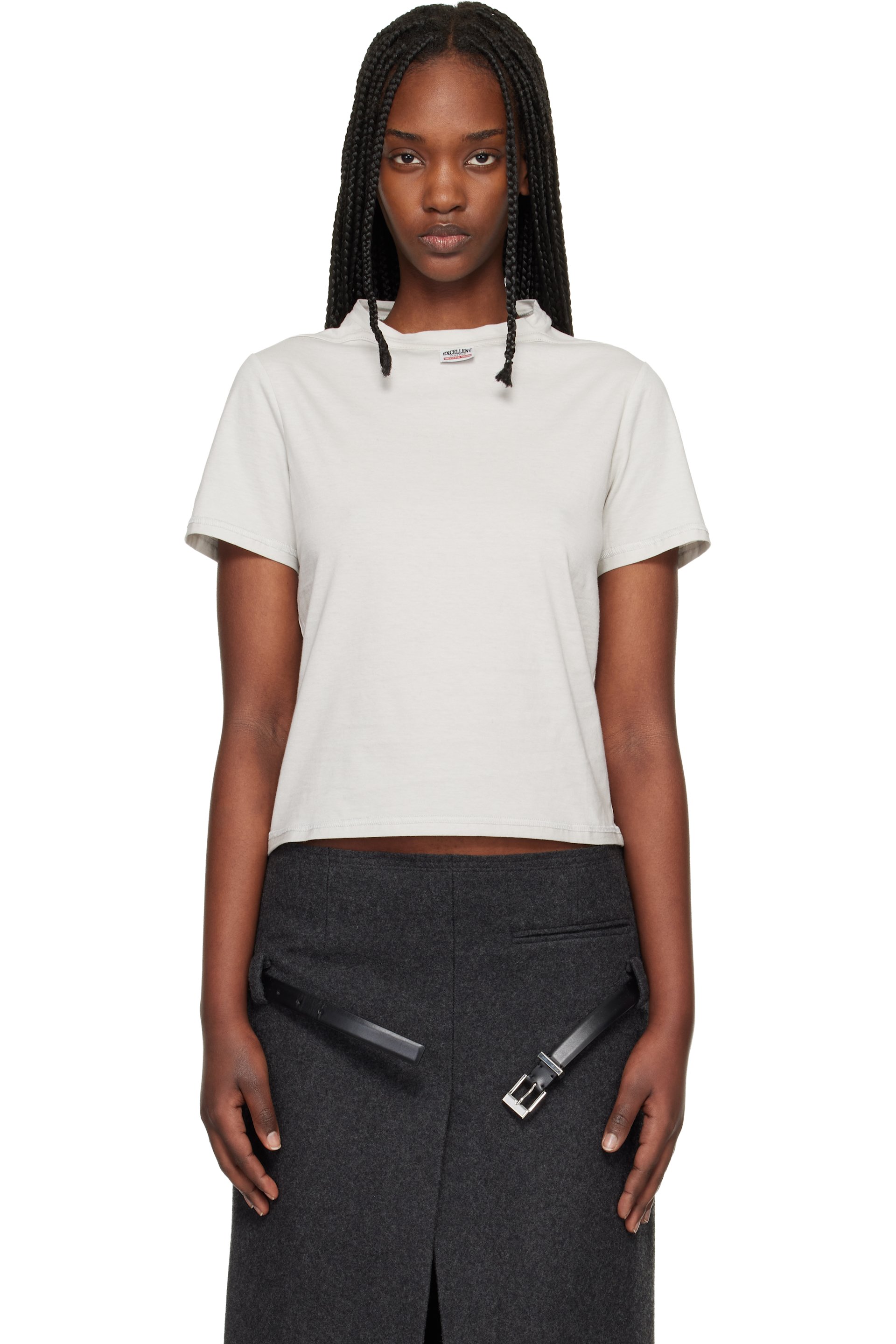 Commission - Micro t-shirt blanc cassé à assemblage inversé