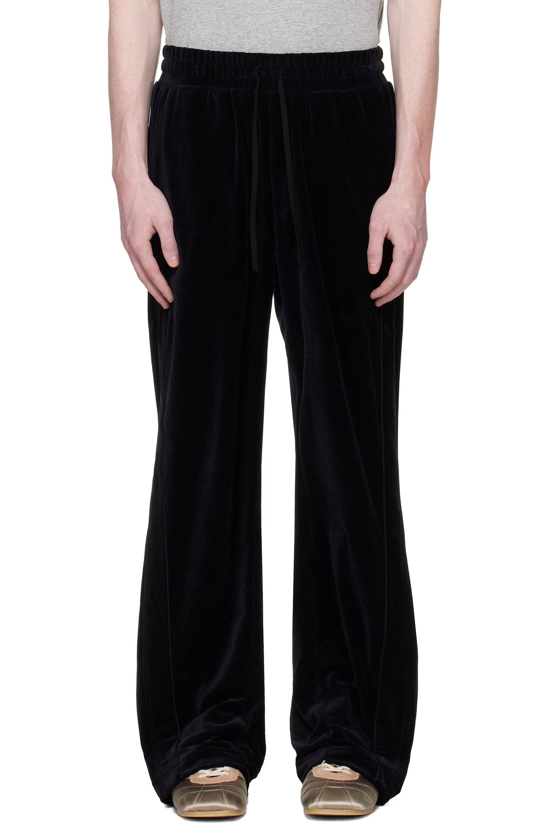 Commission: Black Shift Velvet Track Pants | SSENSE