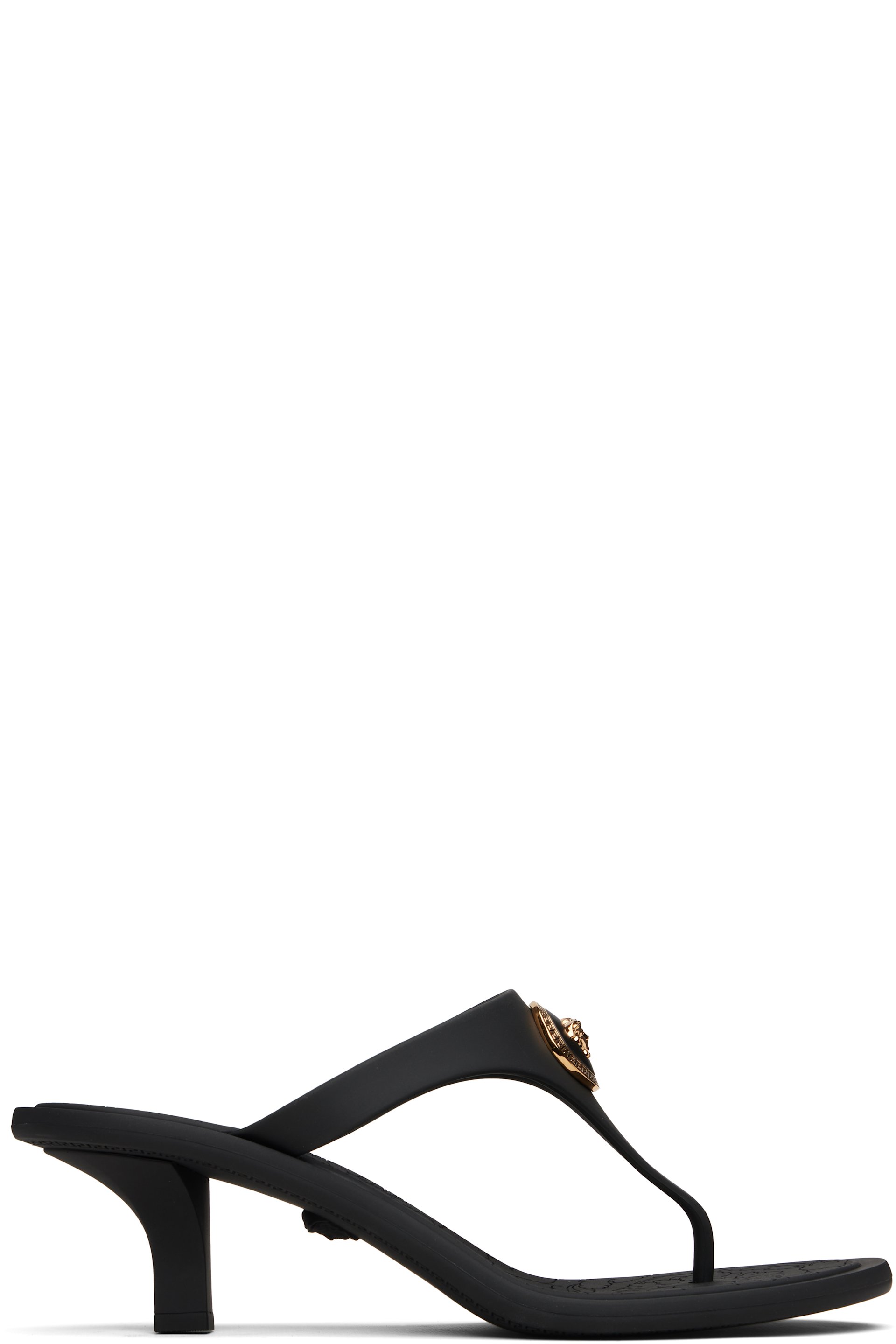 Versace - Sandales à talon de 55 mm noires en caoutchouc à logo Medusa Alia