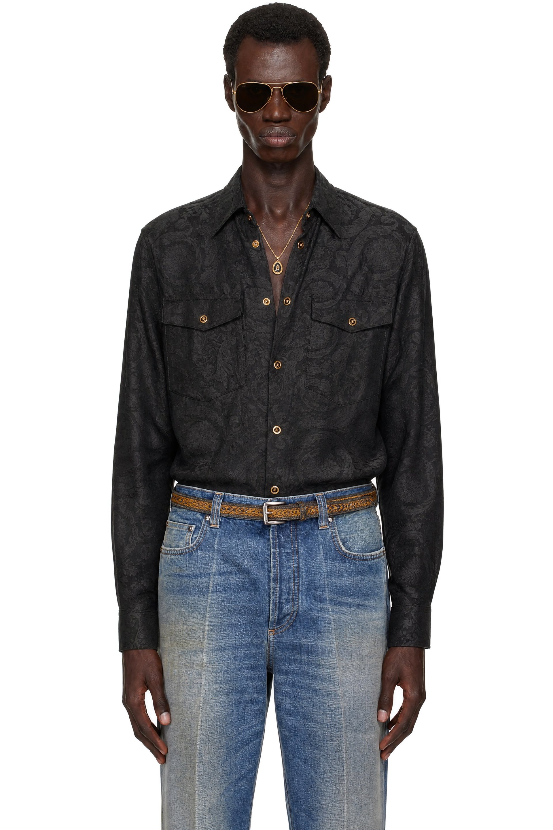 Versace - Black Barocco Jacquard Shirt