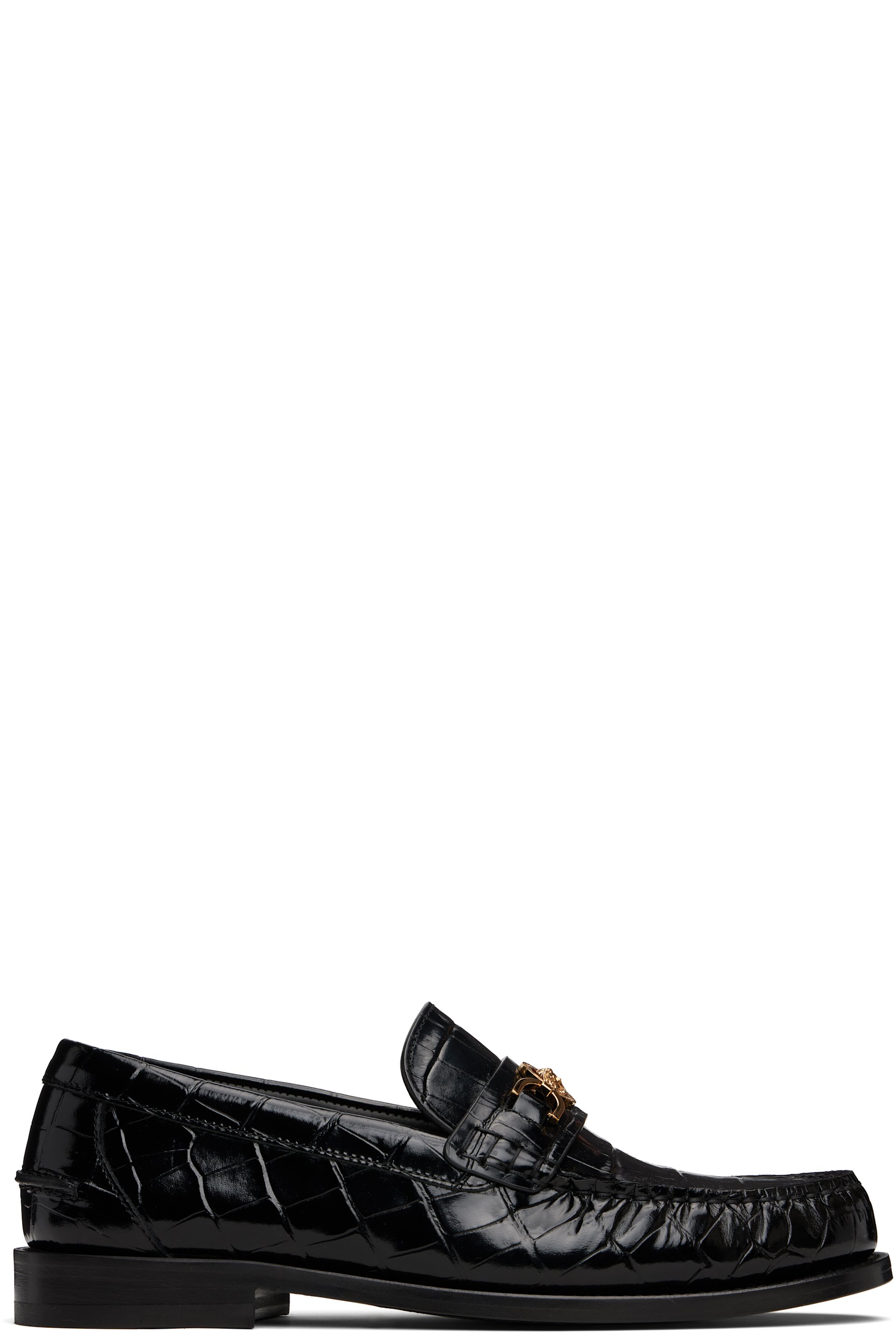 Versace - Black Croc-Effect Medusa '95 Loafers