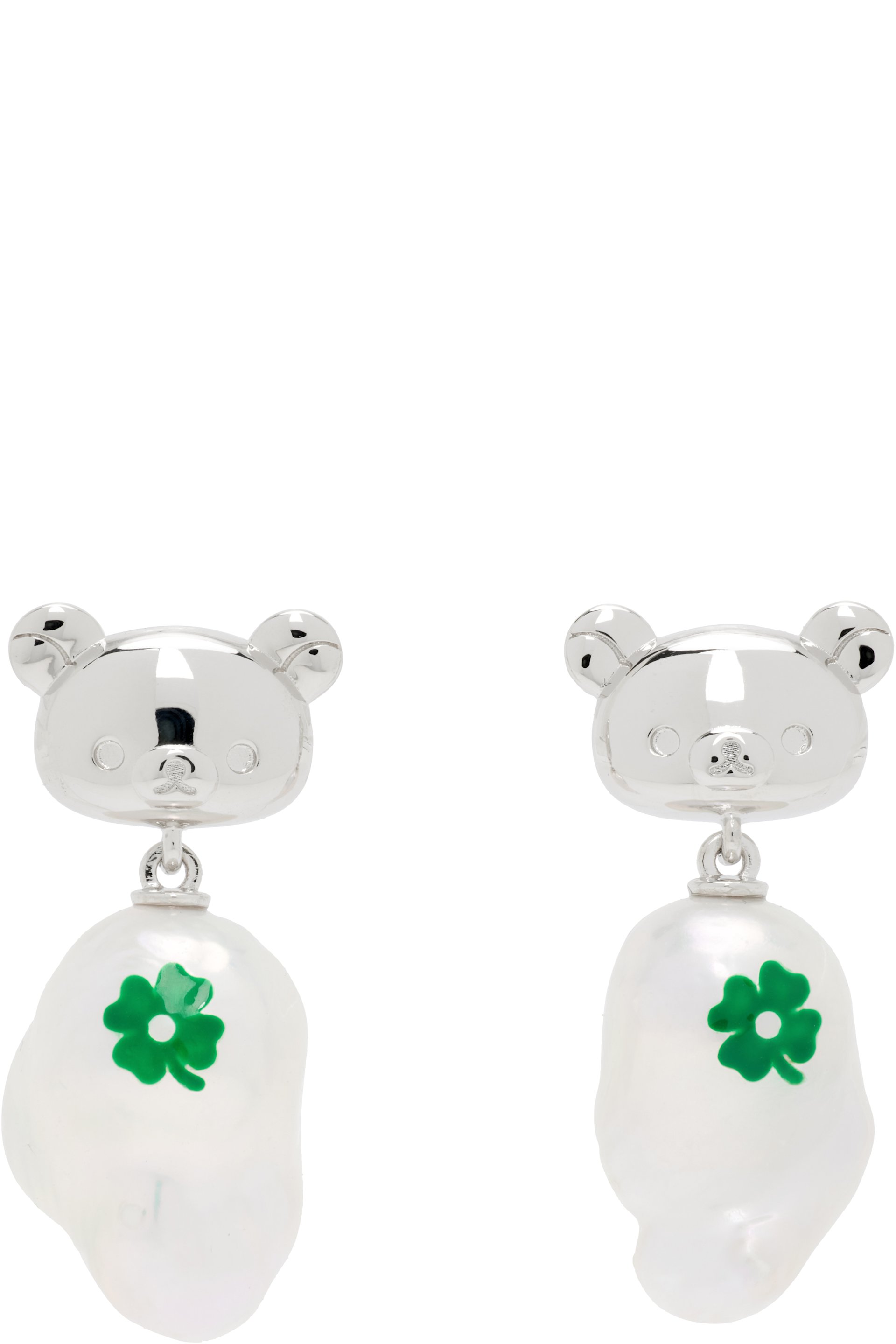 Jiwinaia - Boucles d'oreilles à perle baroque et à image de trèfle édition Rilakkuma
