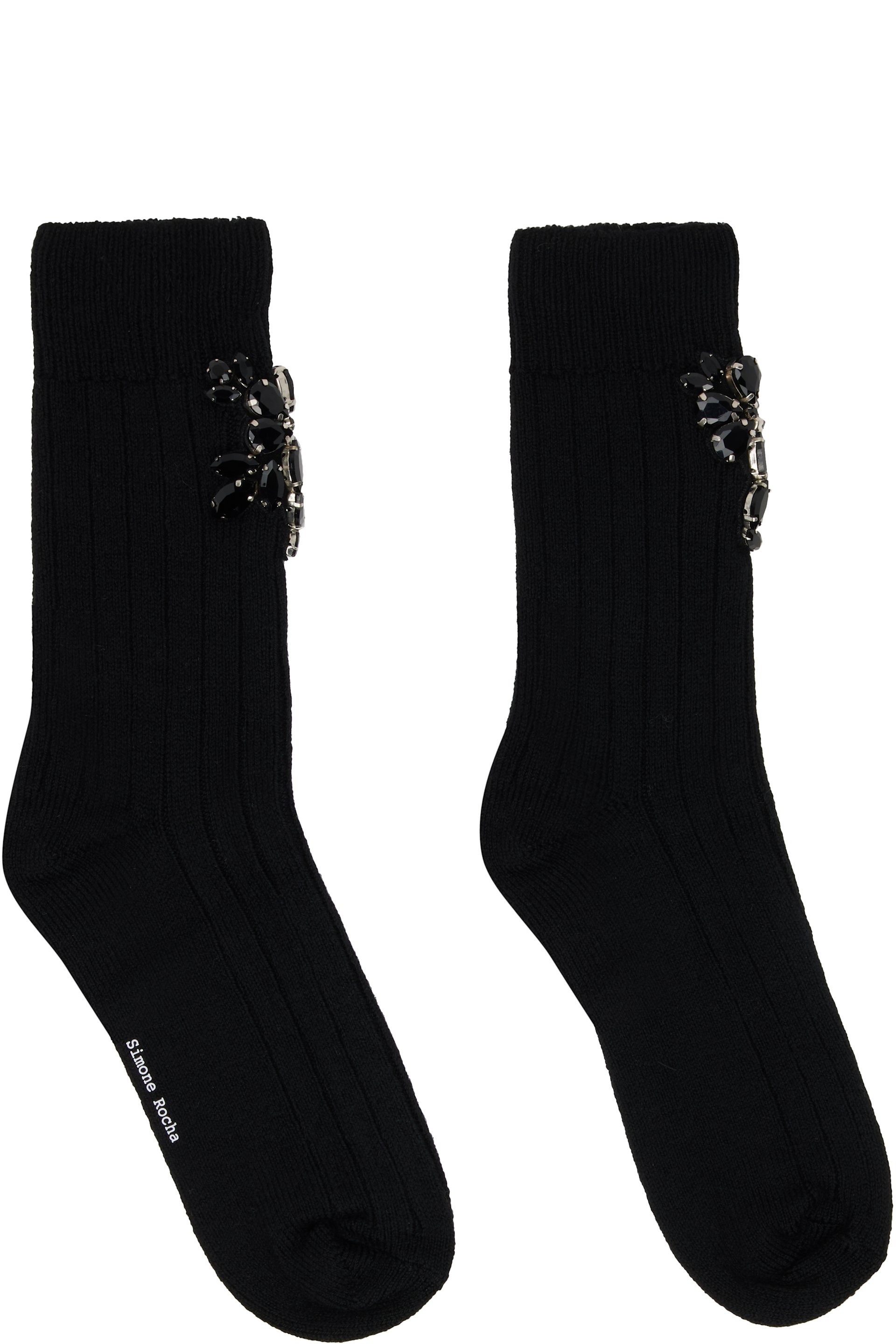 Simone Rochaのブラック Embellished Rose ソックスがセール中