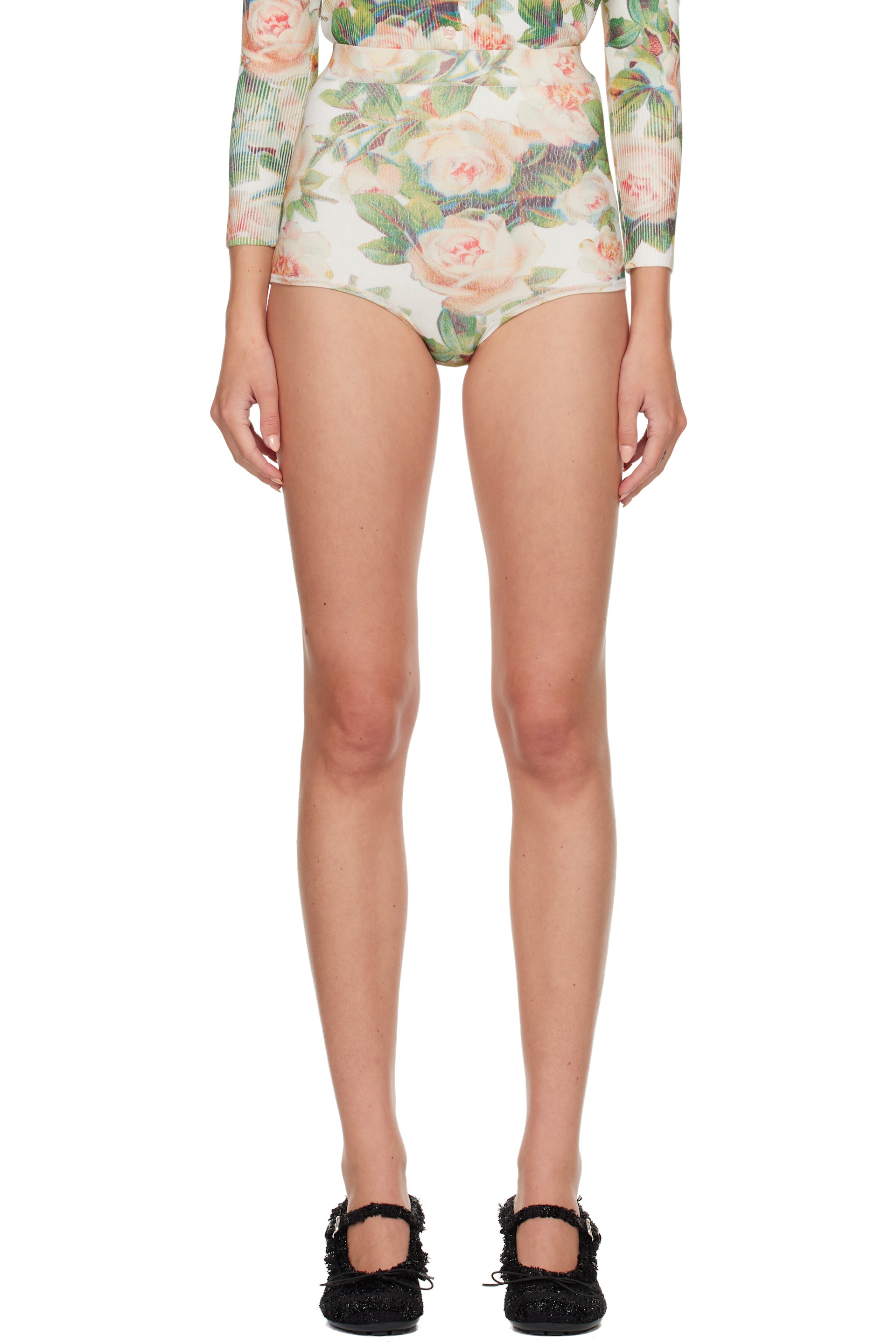 Simone Rocha - White Floral Knit Briefs