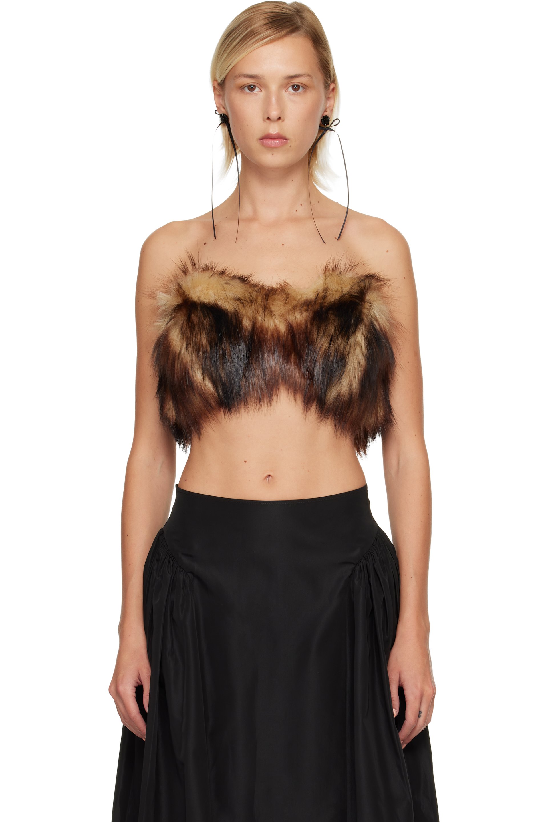 Simone Rocha - Haut bandeau brun en fourrure synthétique