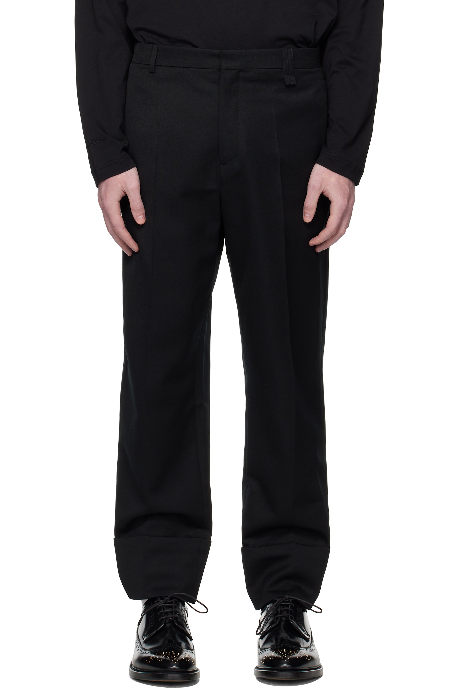 Simone Rocha - Black Cuffed Straight Leg Trousers