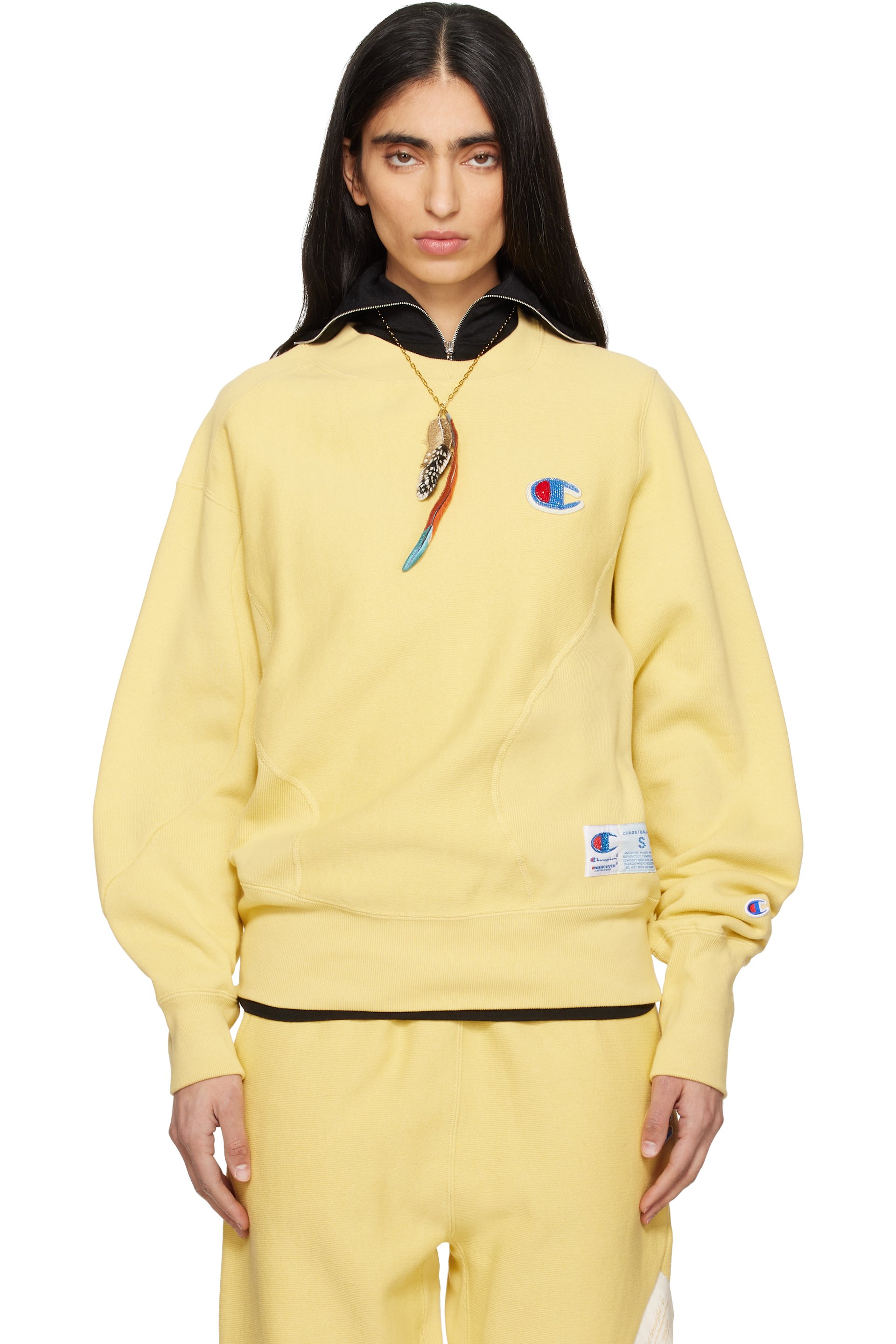 UNDERCOVER - Pull molletonné UC2E1801-1 jaune édition Champion