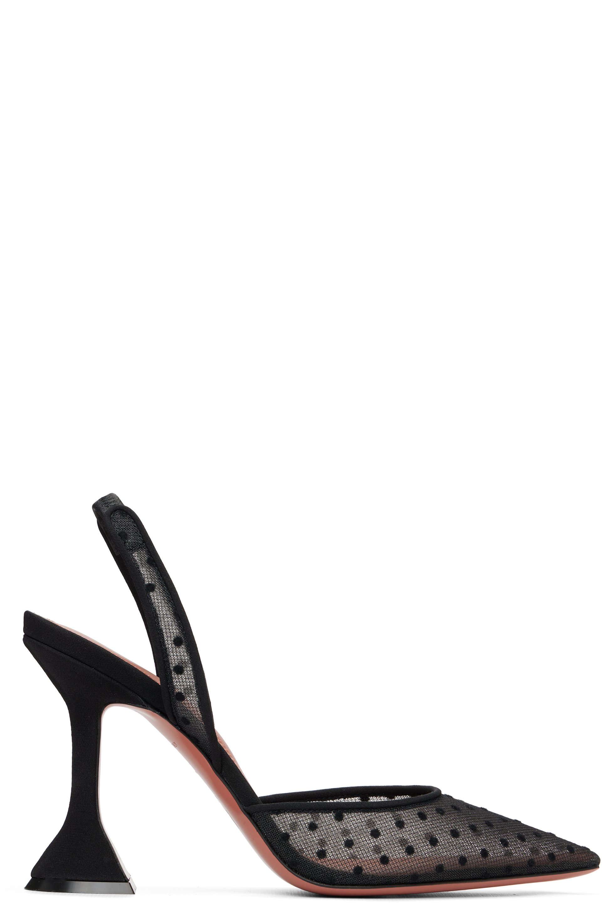 Amina Muaddi - Chaussures à talon Holli 95 noires en dentelle à bride arrière