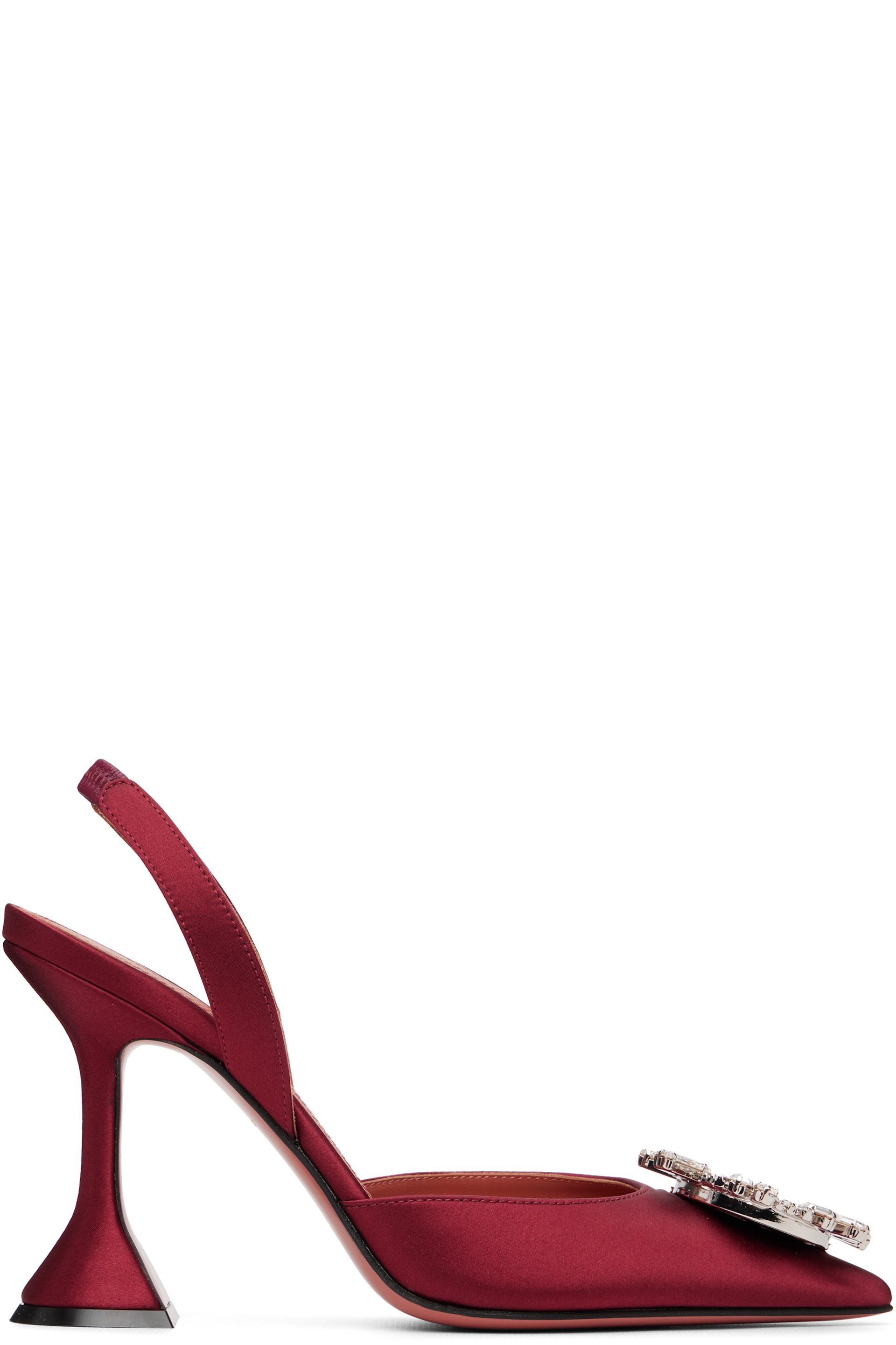 Amina Muaddi - SSENSE Exclusive Burgundy Begum 95 Sling Heels