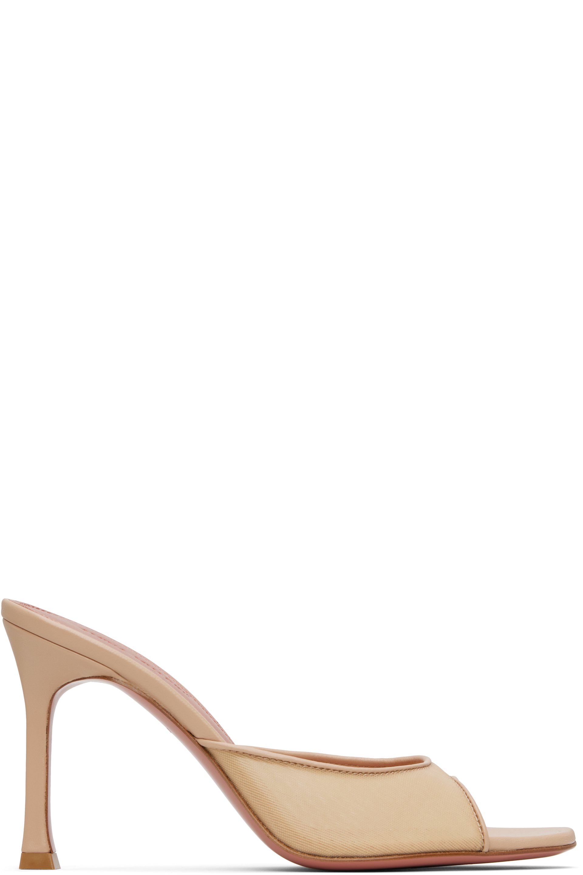 Amina Muaddi - SSENSE Exclusive Beige Alexa Mesh 95 Heeled Sandals