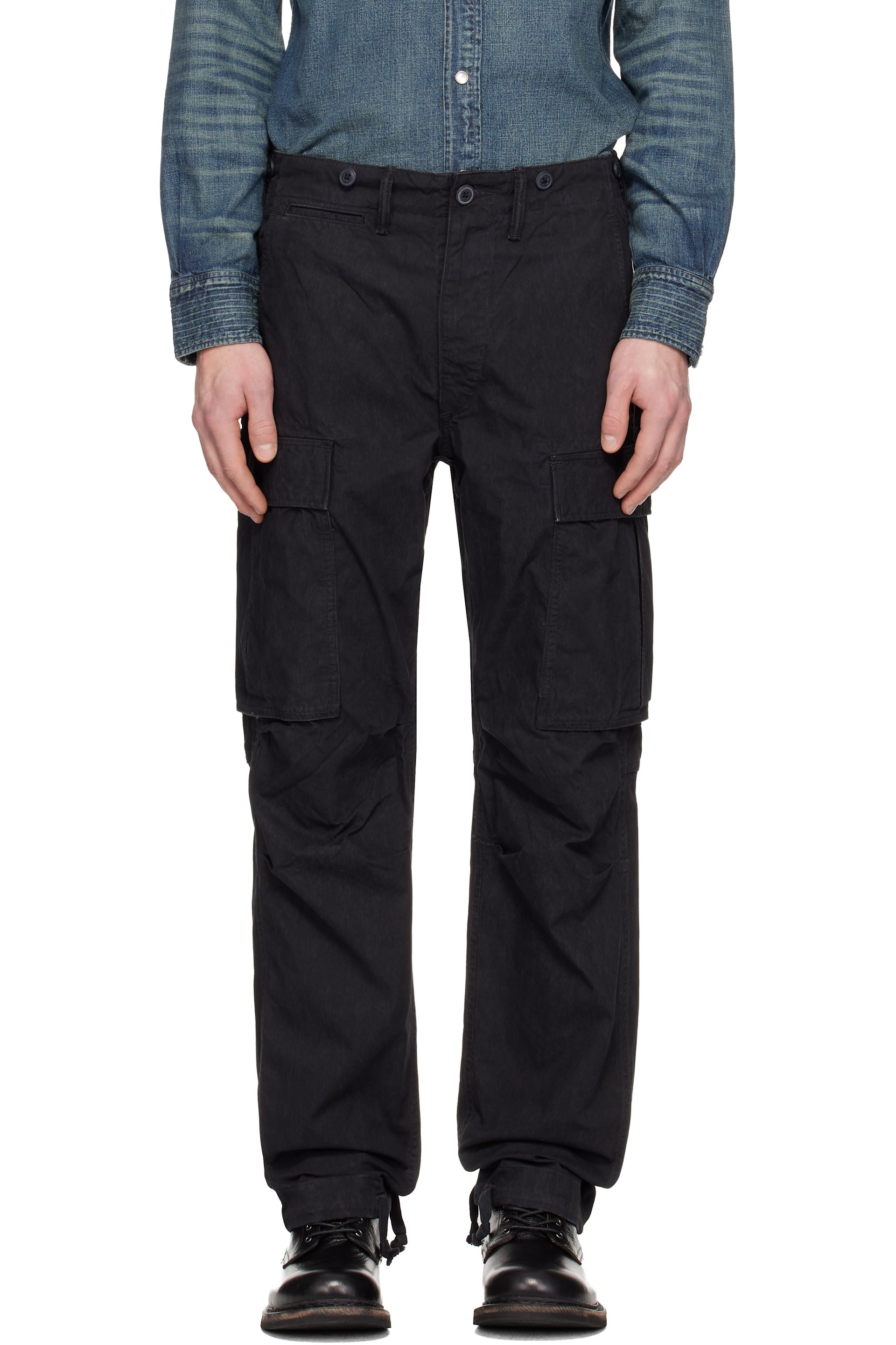 RRL - Black Surplus Poplin Cargo Pants