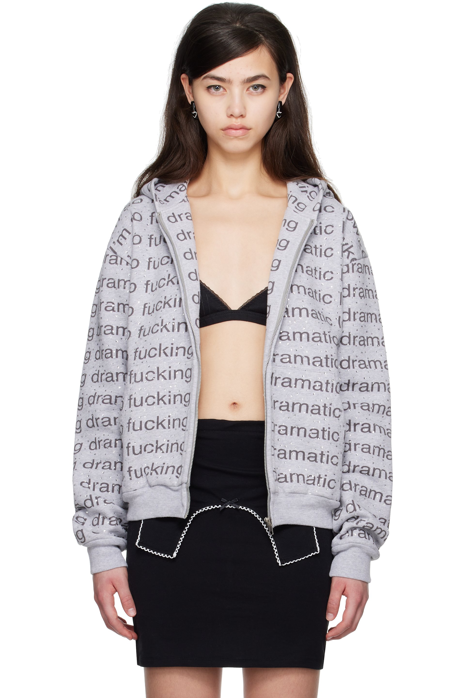 I’m Sorry by Petra Collins - Pull à capuche surdimensionné gris exclusif à SSENSE édition JennyFax