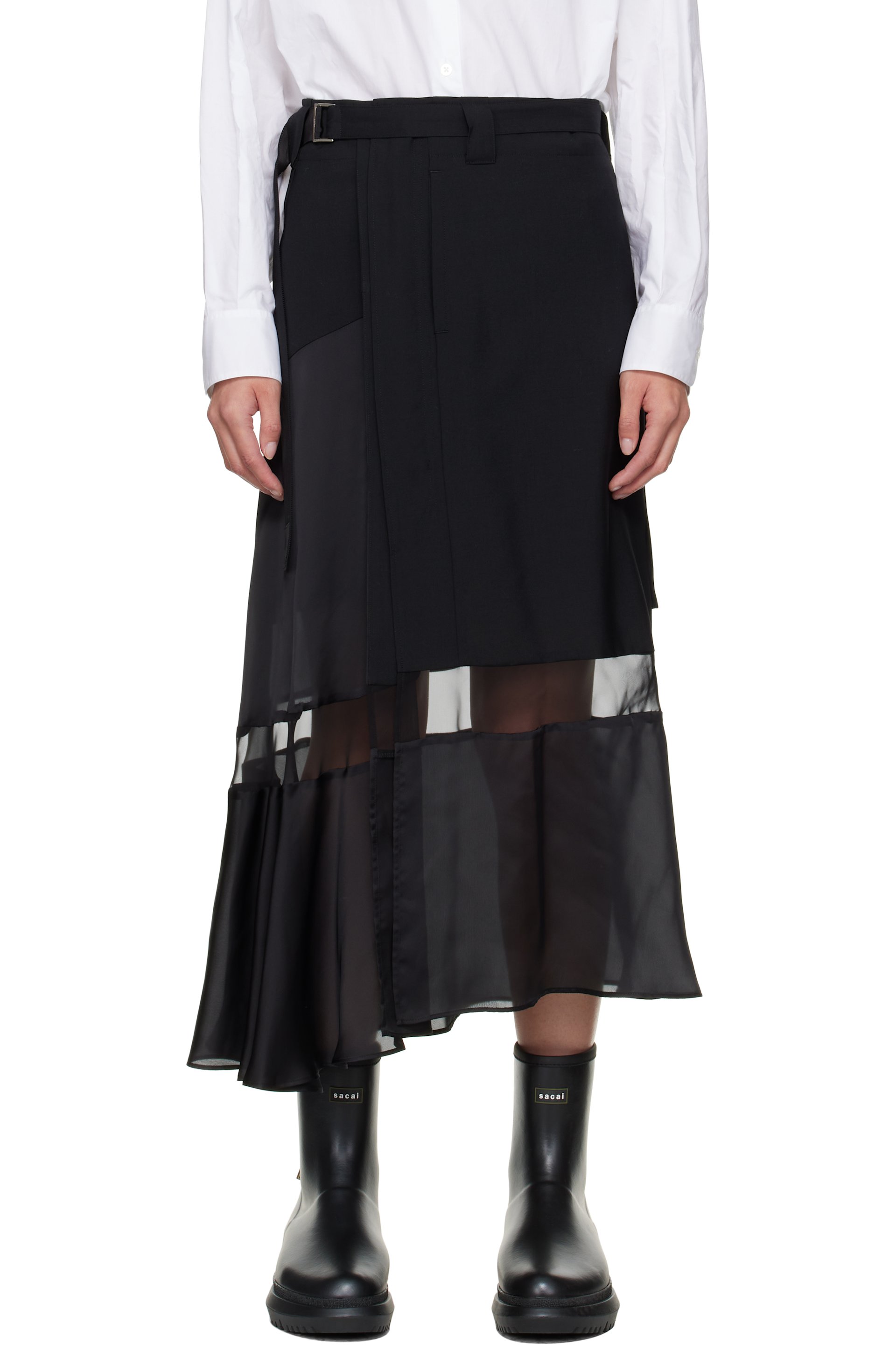 sacai - Black Suiting Midi Skirt