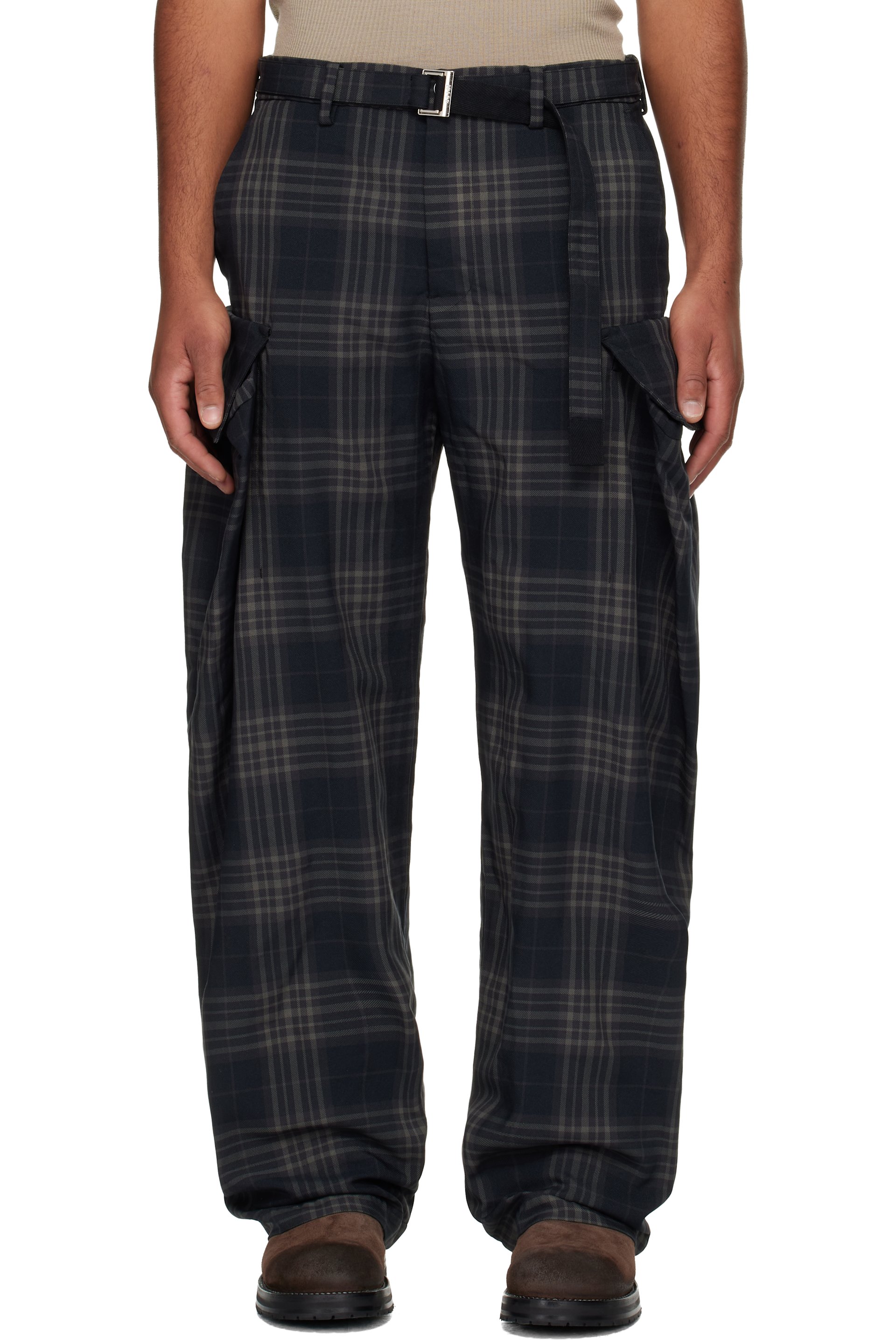 sacai - Black Plaid Cargo Pants