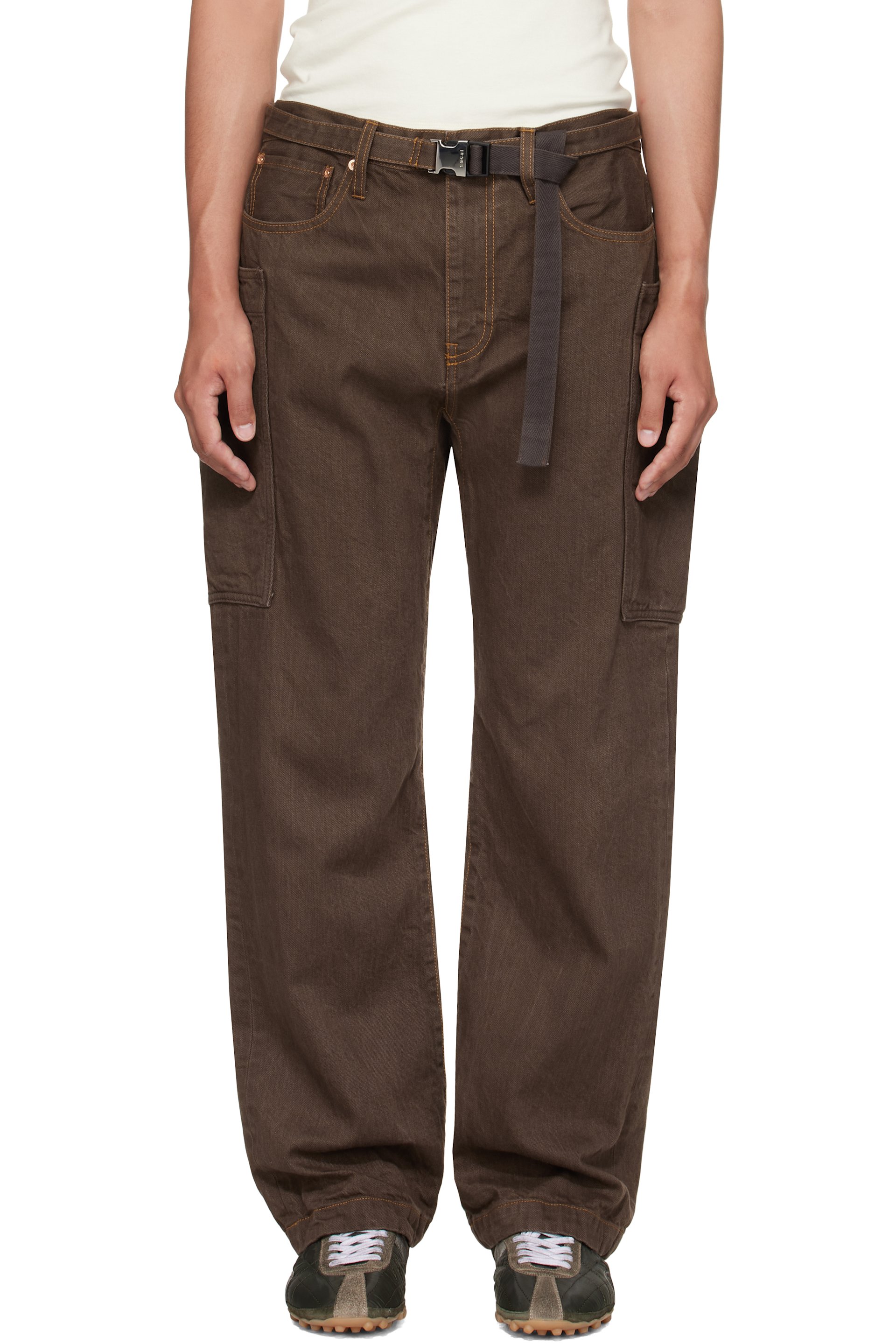 sacai - Brown Belted Denim Cargo Pants