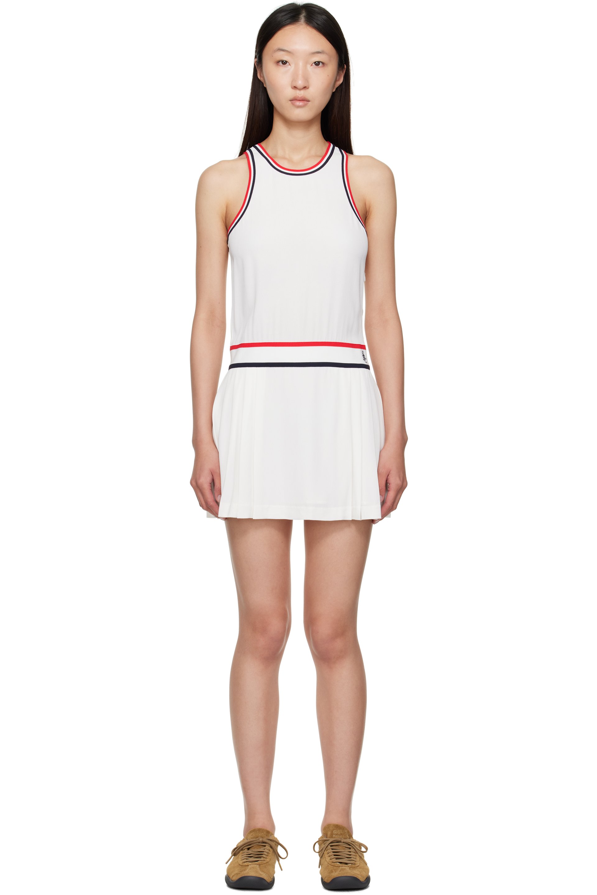 Sporty & Rich - Robe courte Phoebe blanche à logo SRC