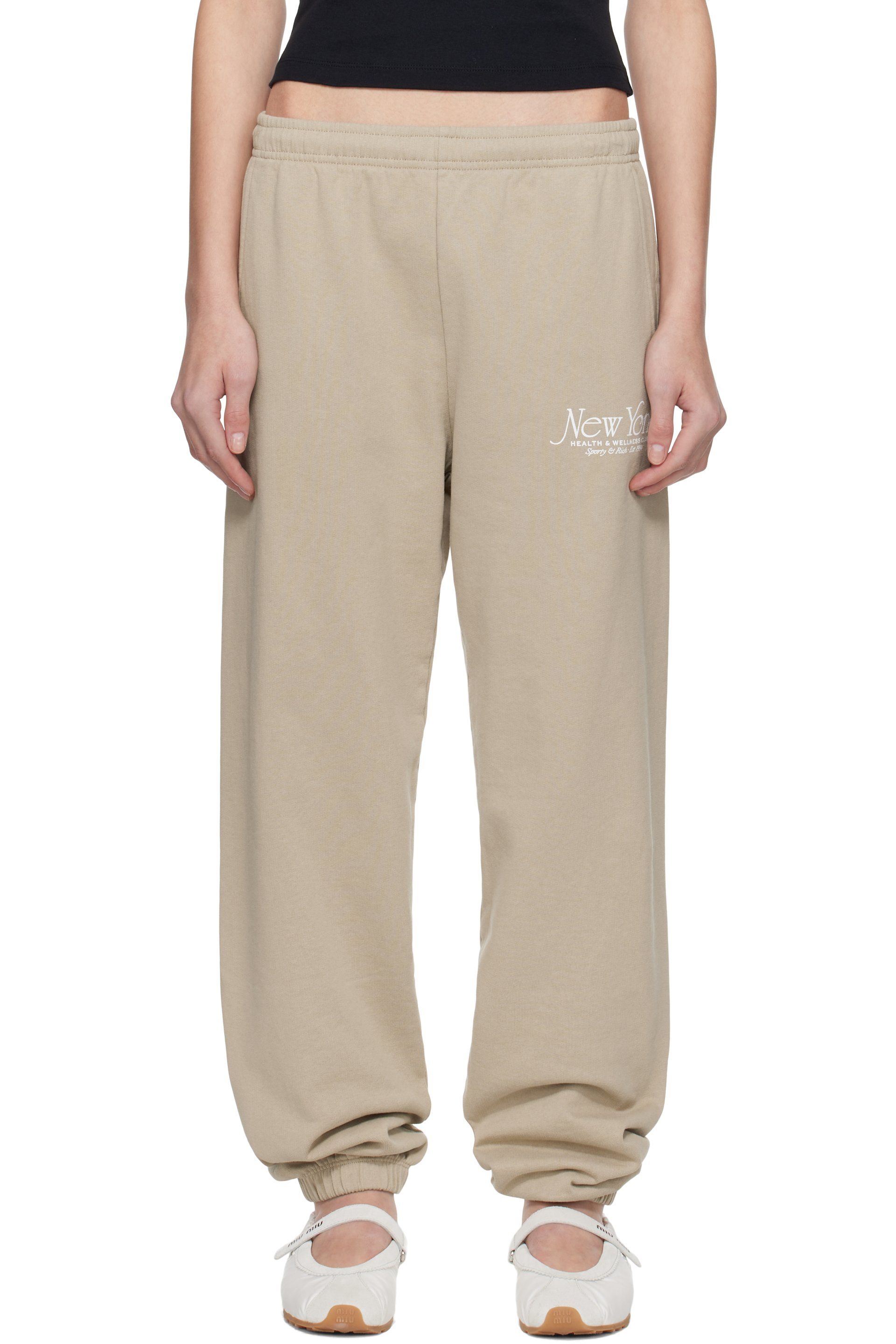 Sporty & Rich - Pantalon de survêtement beige à logo NY 94