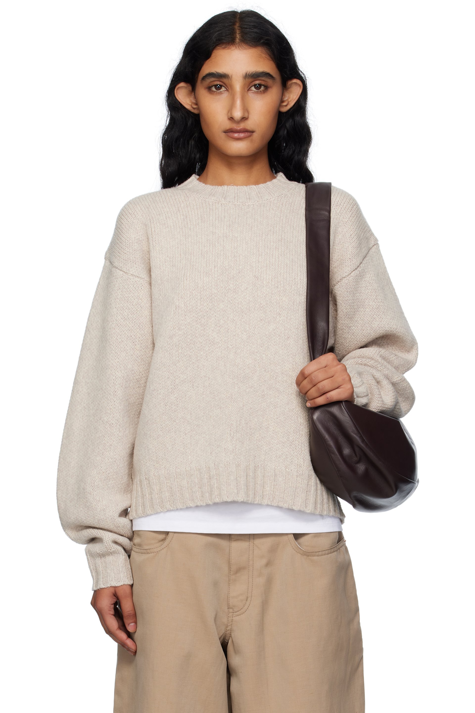 6397 - Beige High Neck Sweater