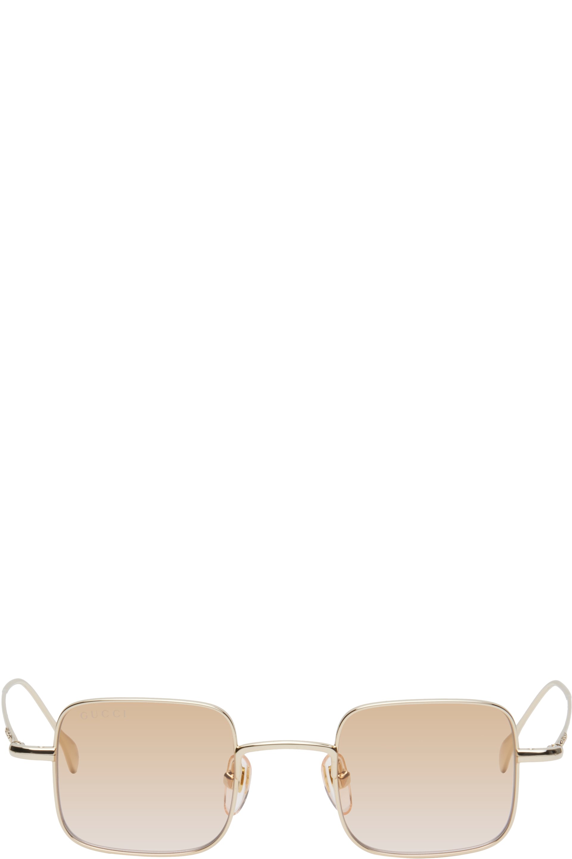 Gucci - Lunettes de soleil carrées arrondies dorées en métal léger