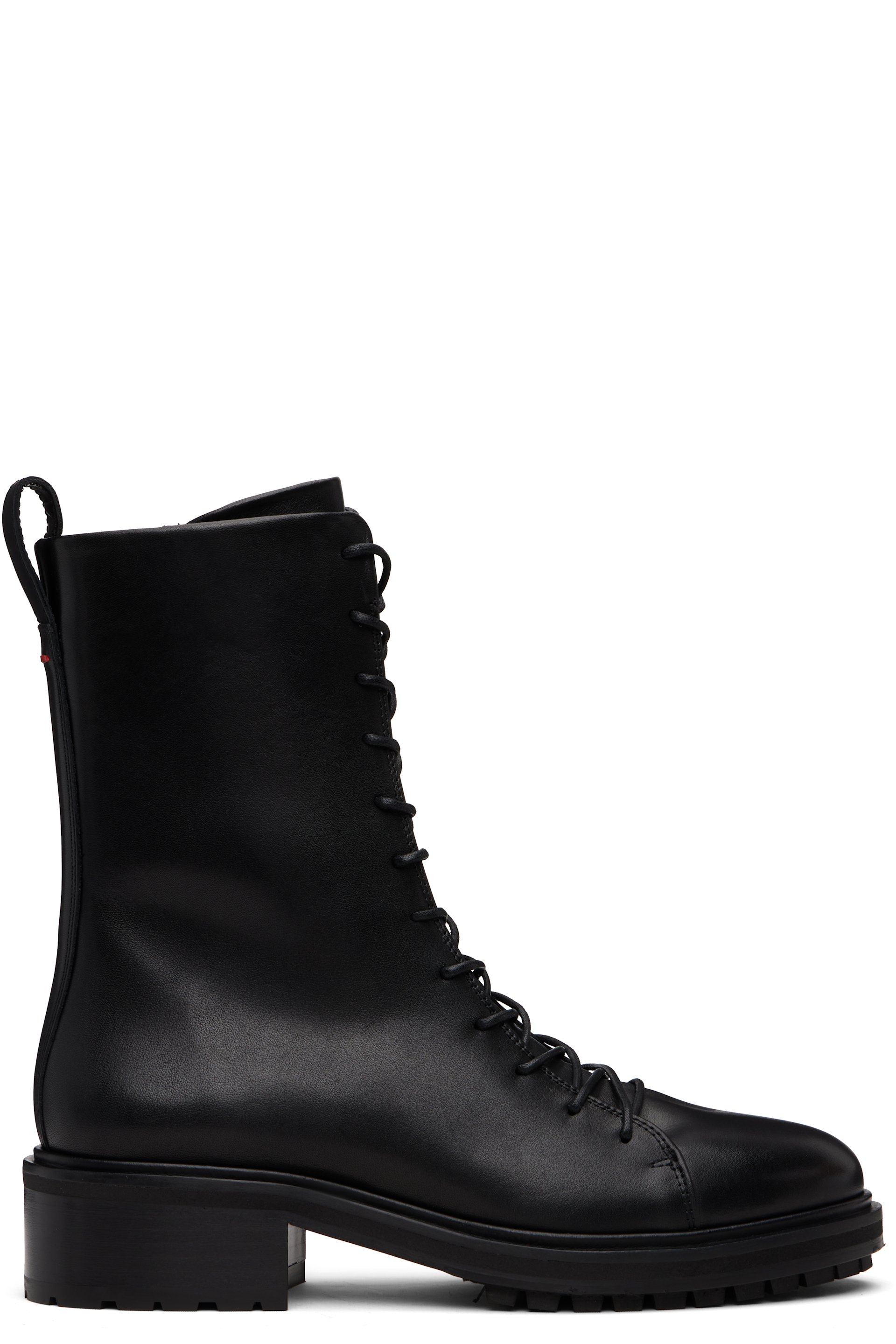 Aeyde - Bottines Isa noires en cuir à laçage