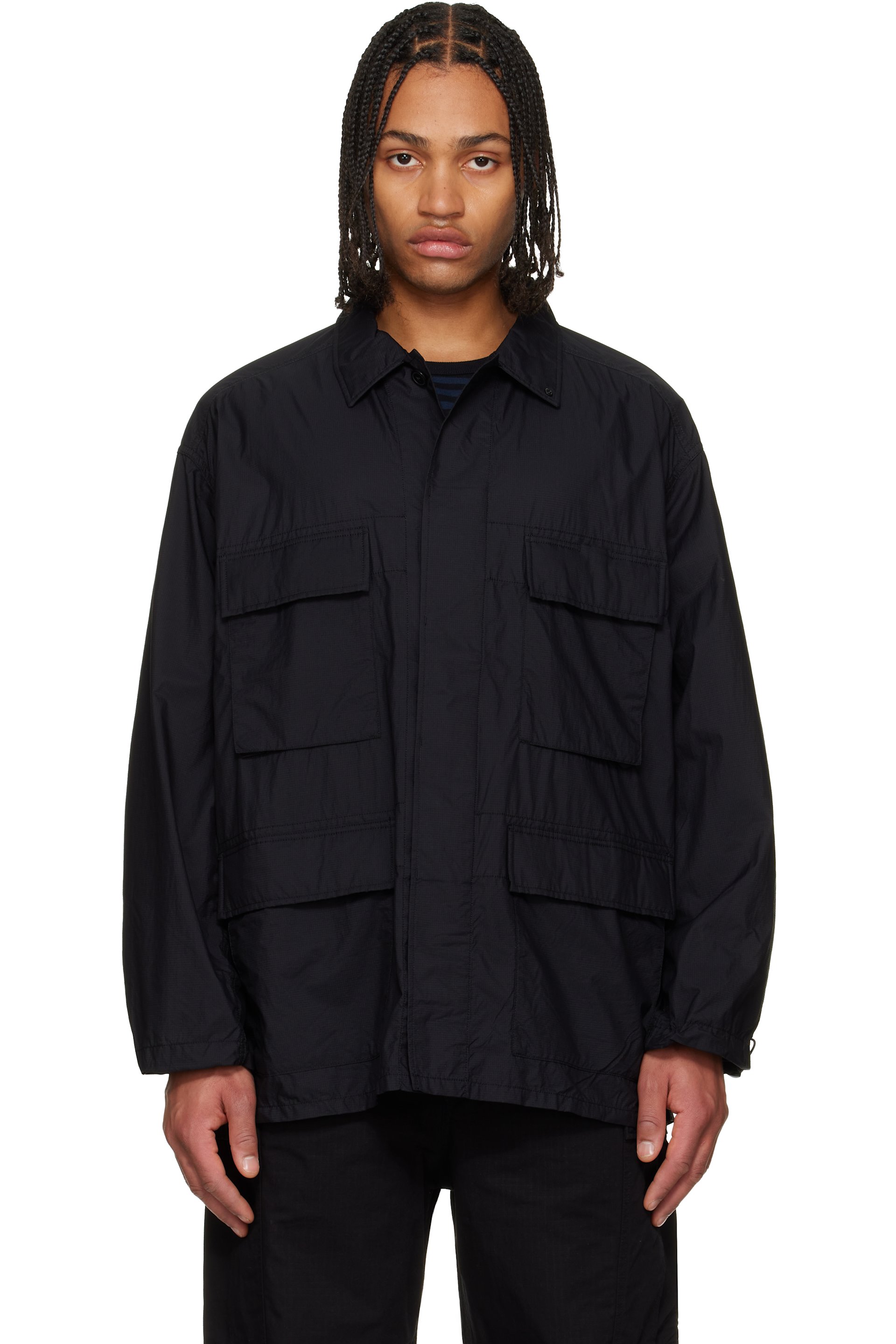 nanamica - Blouson militaire noir en tissu antidéchirures léger