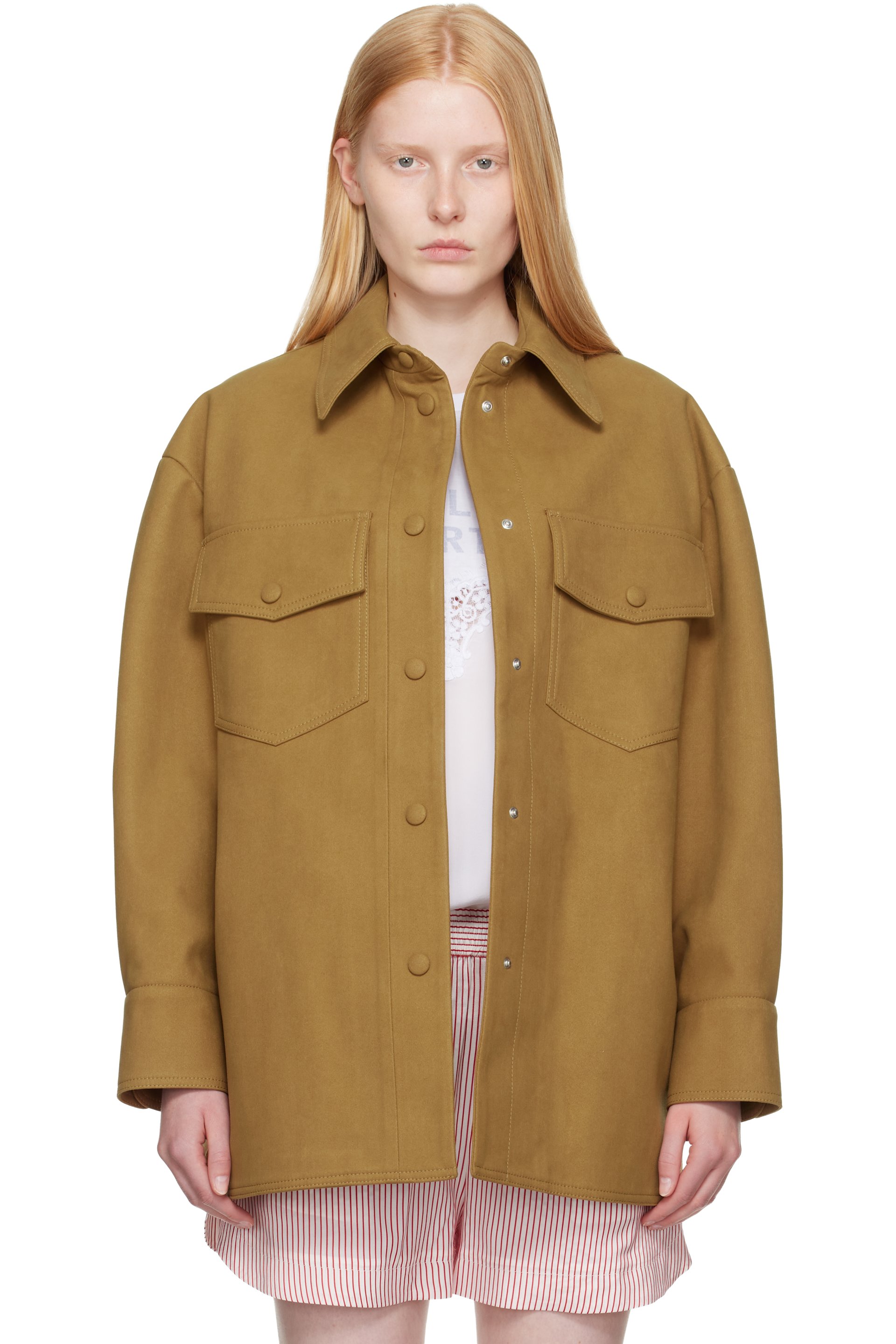 Stella McCartney - Surchemise brun clair en suède synthétique Alter