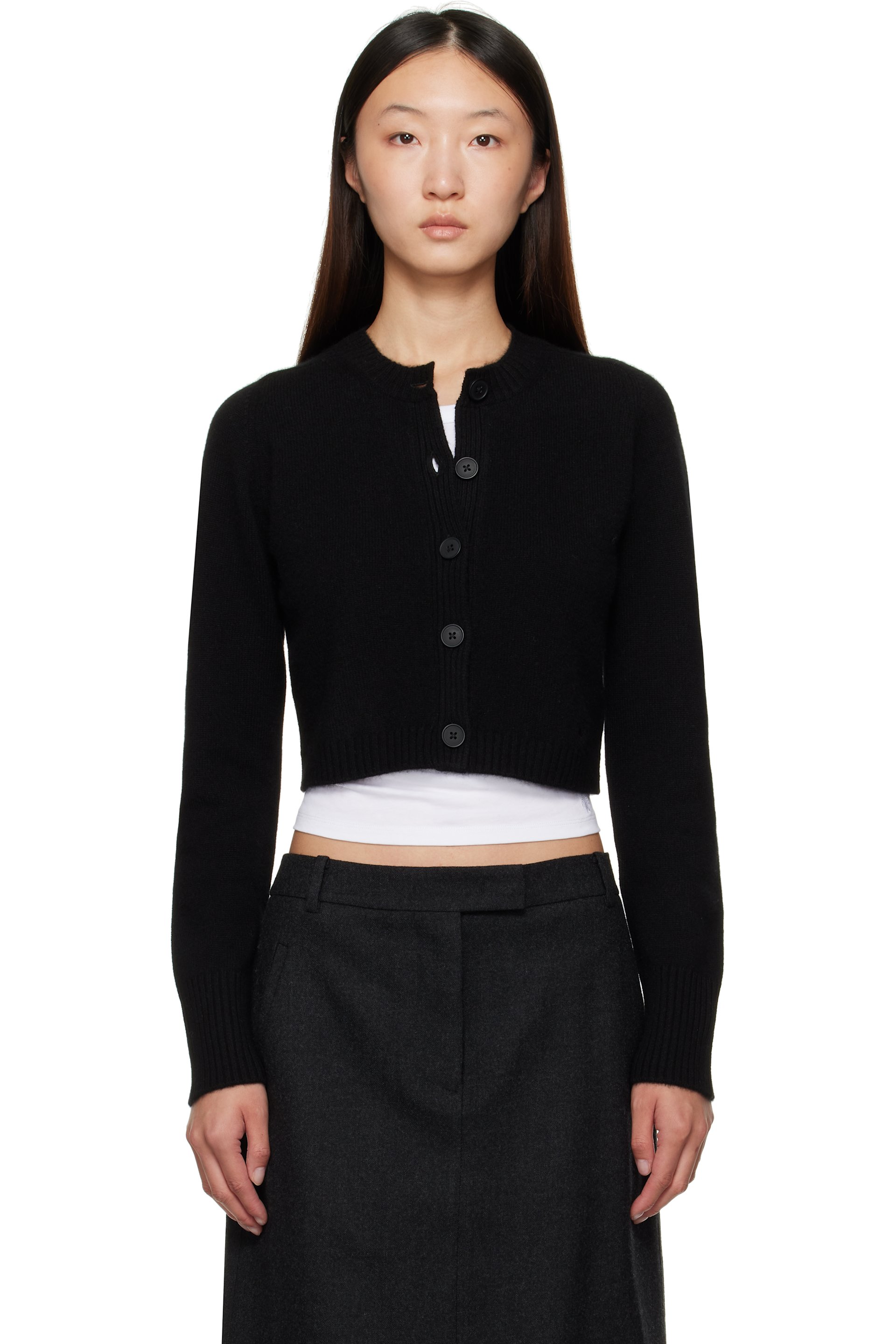Loulou de Saison - Cardigan écourté Zephir noir en cachemire