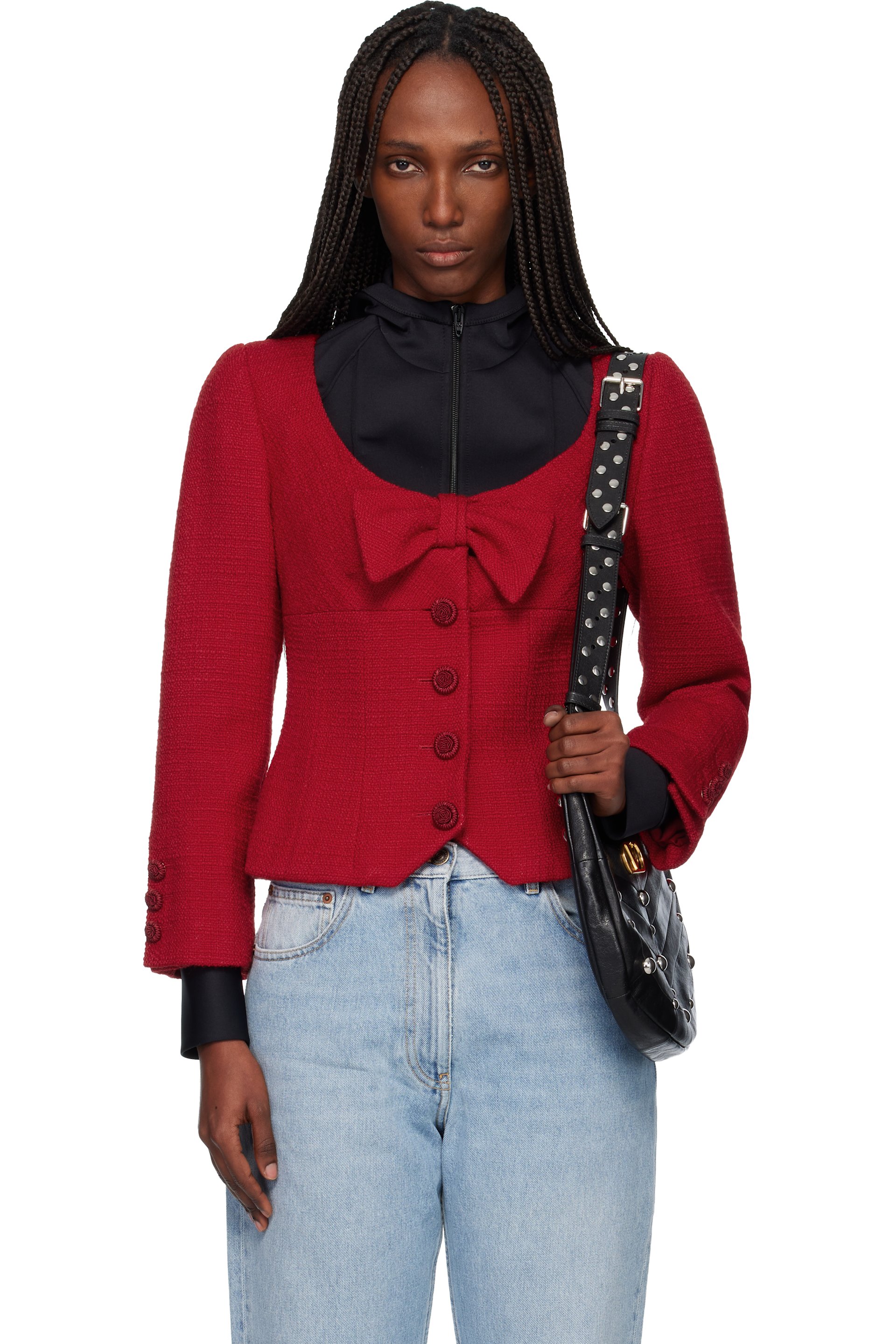 Valentino - Blouson rouge en tweed