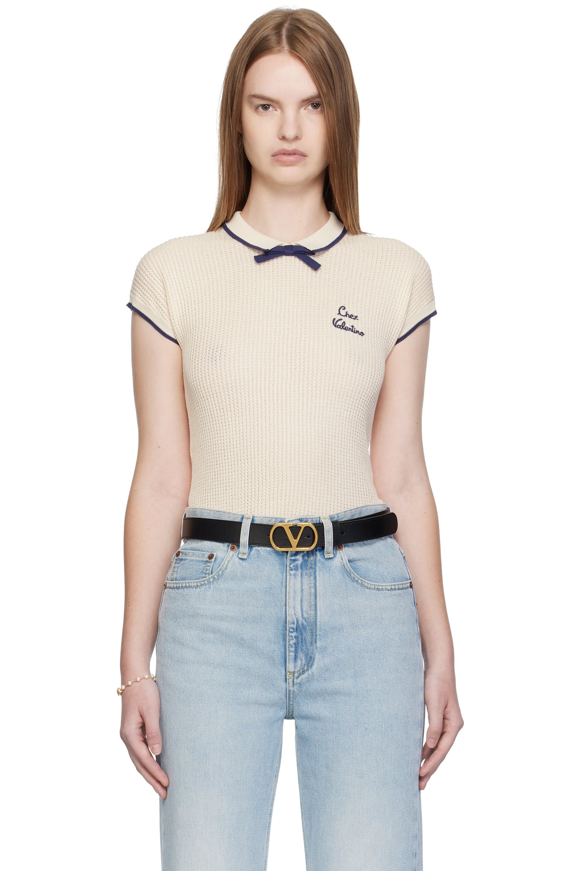Valentino - Haut blanc cassé en coton