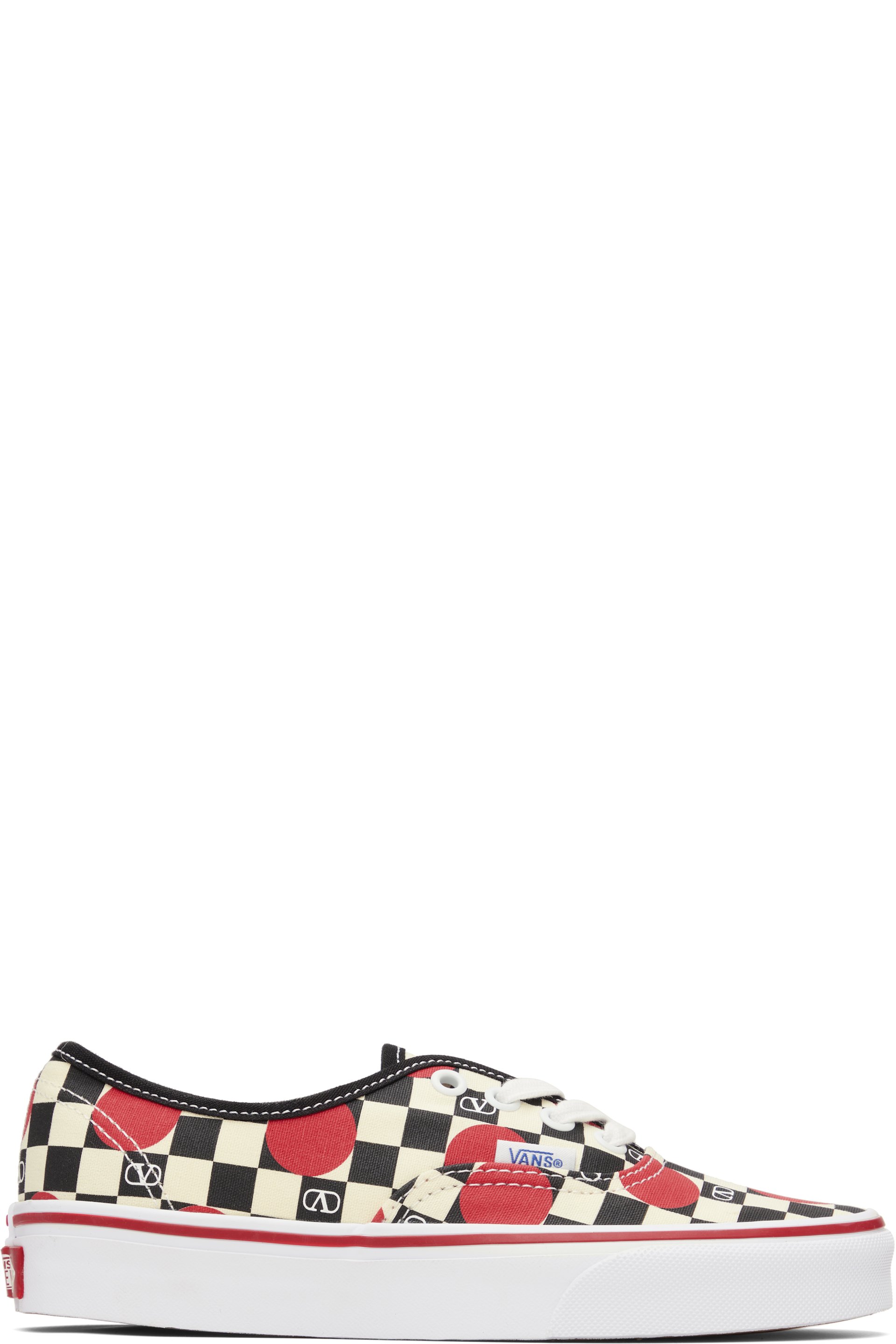 Valentino Garavani - Baskets basses blanc et noir à motif damier et à logo en V édition Vans