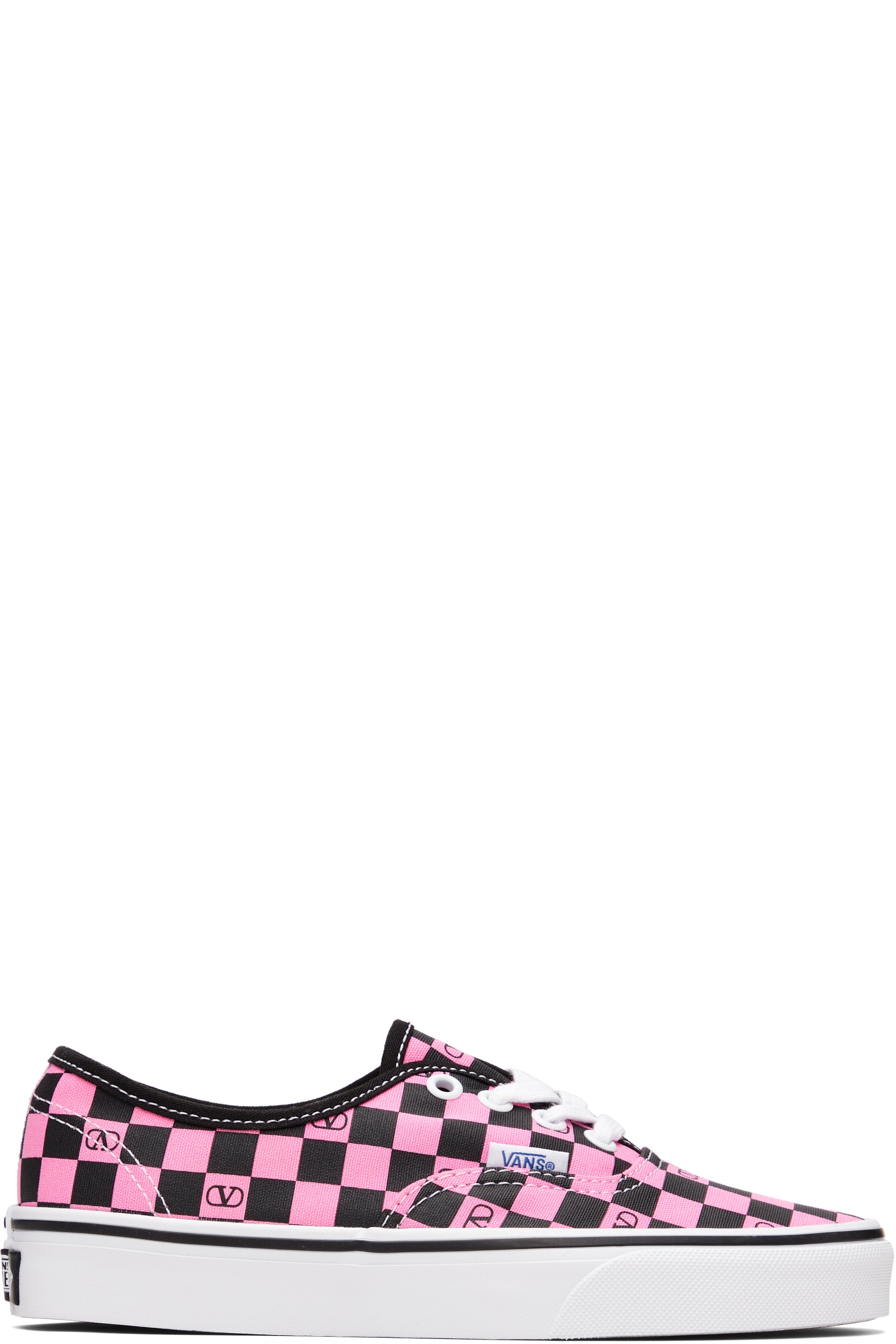 Valentino Garavani - Baskets basses roses à motif damier et à logo en V édition Vans