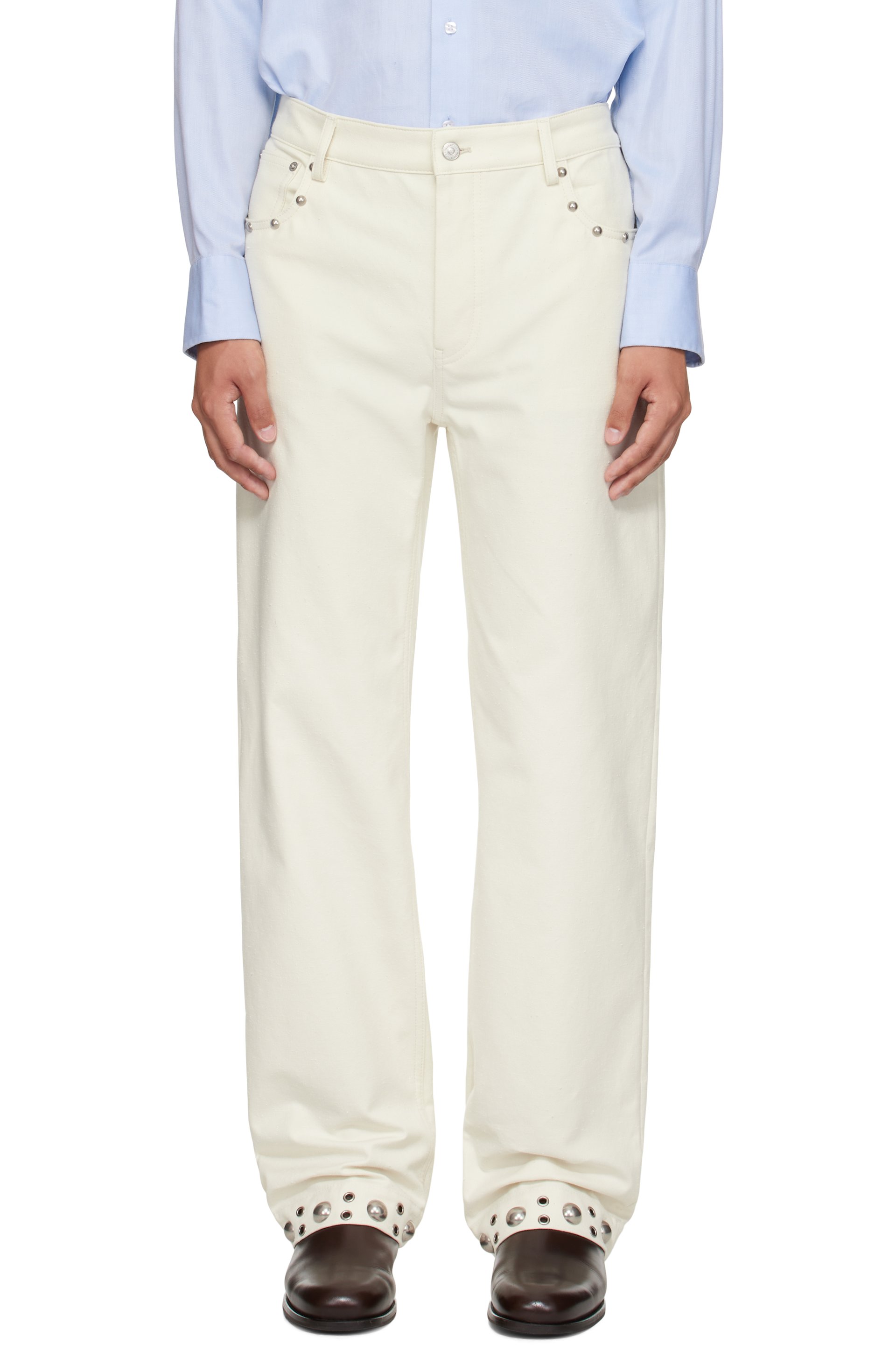 Valentino - Off-White Studded Trousers