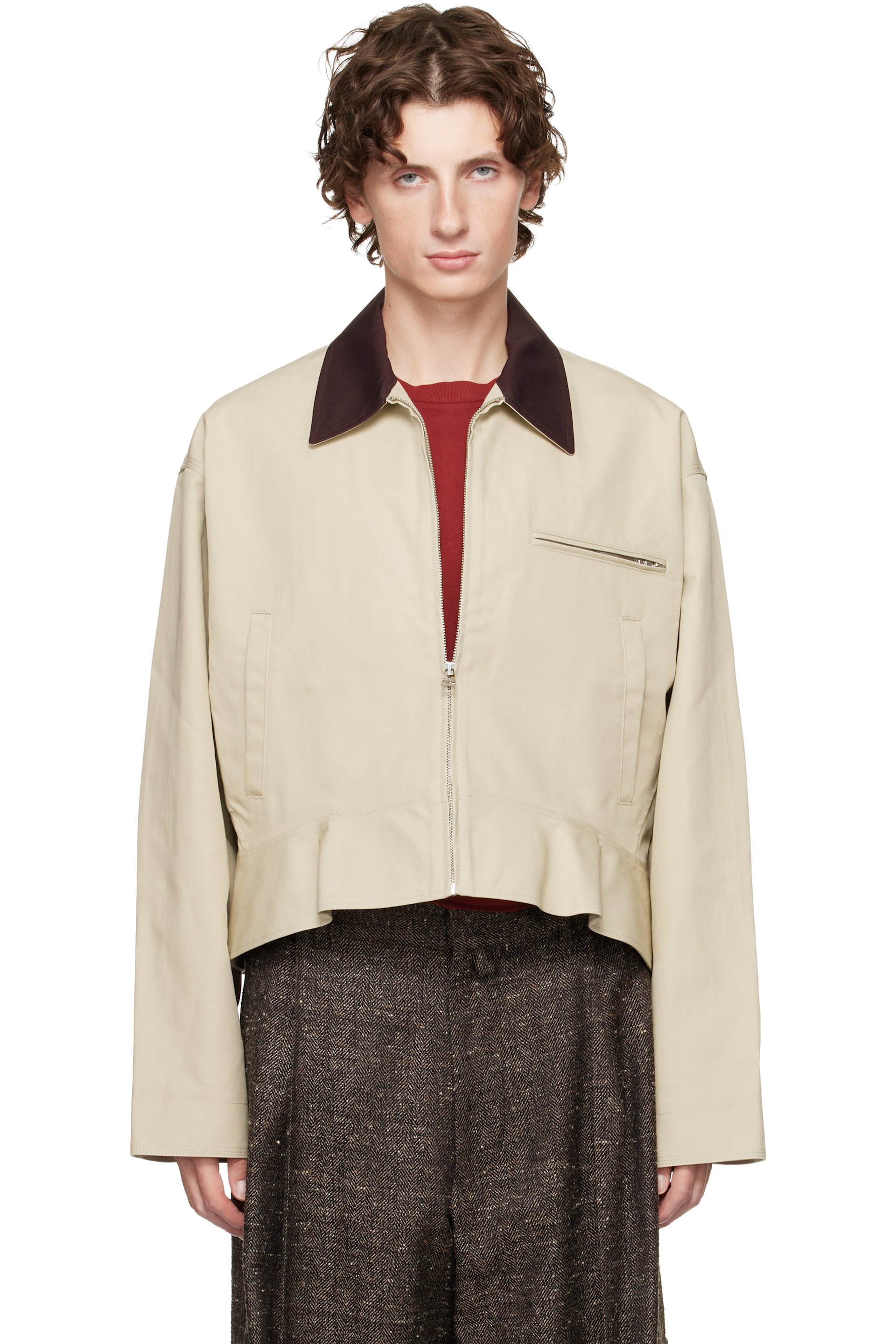 JW Anderson - Blouson beige à ourlet arrondi