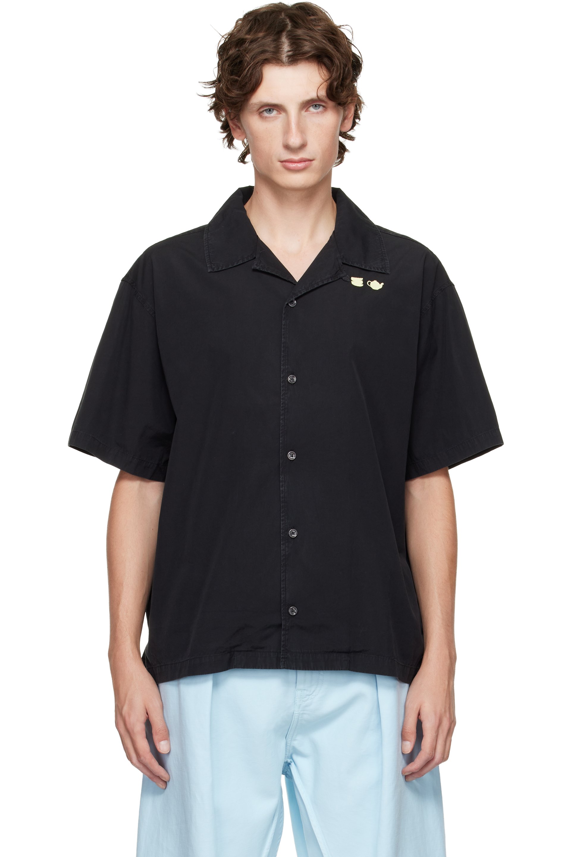 JW Anderson - 黑色 Contrast Embroidery 短袖衬衫