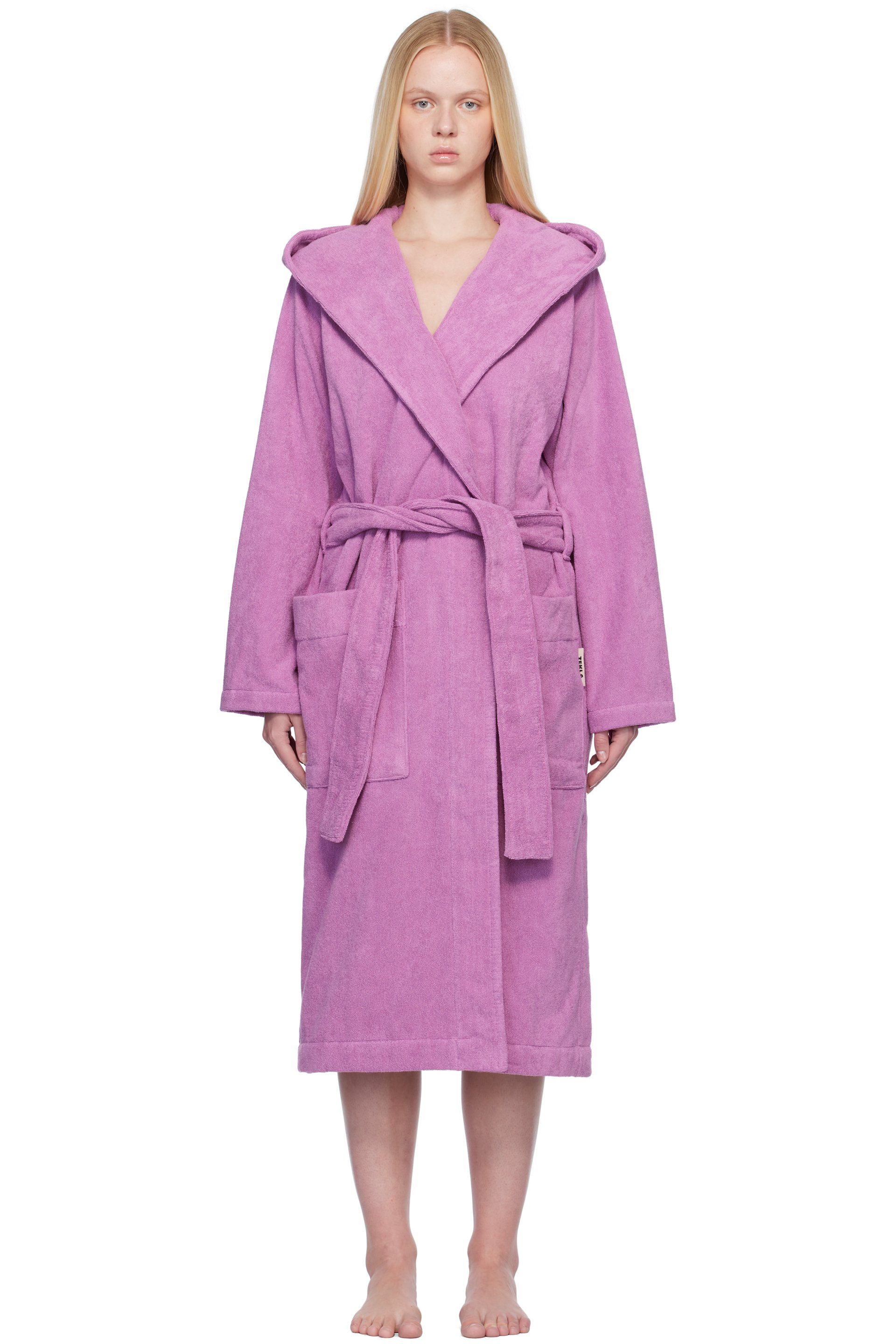Tekla - Pink Terry Hooded Bathrobe