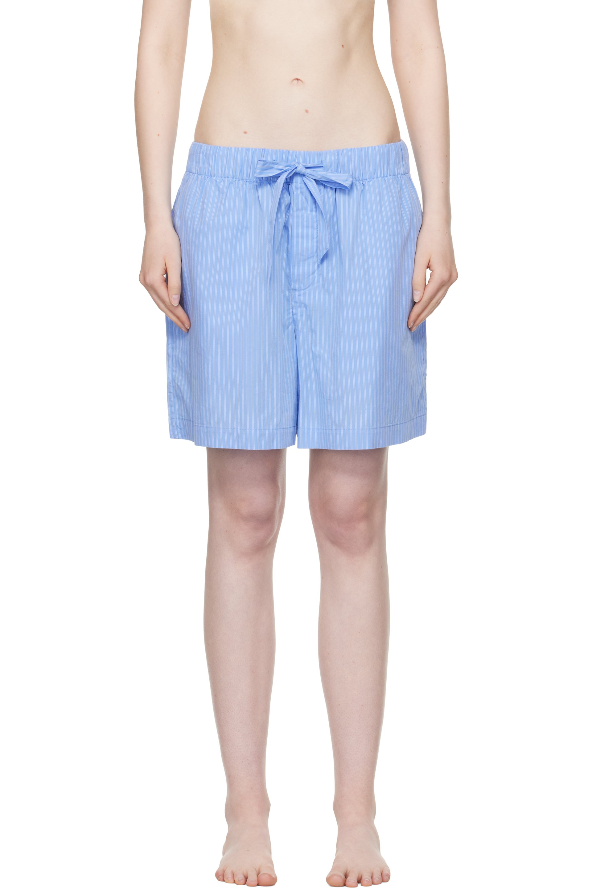 Tekla - Blue Poplin Pyjama Shorts