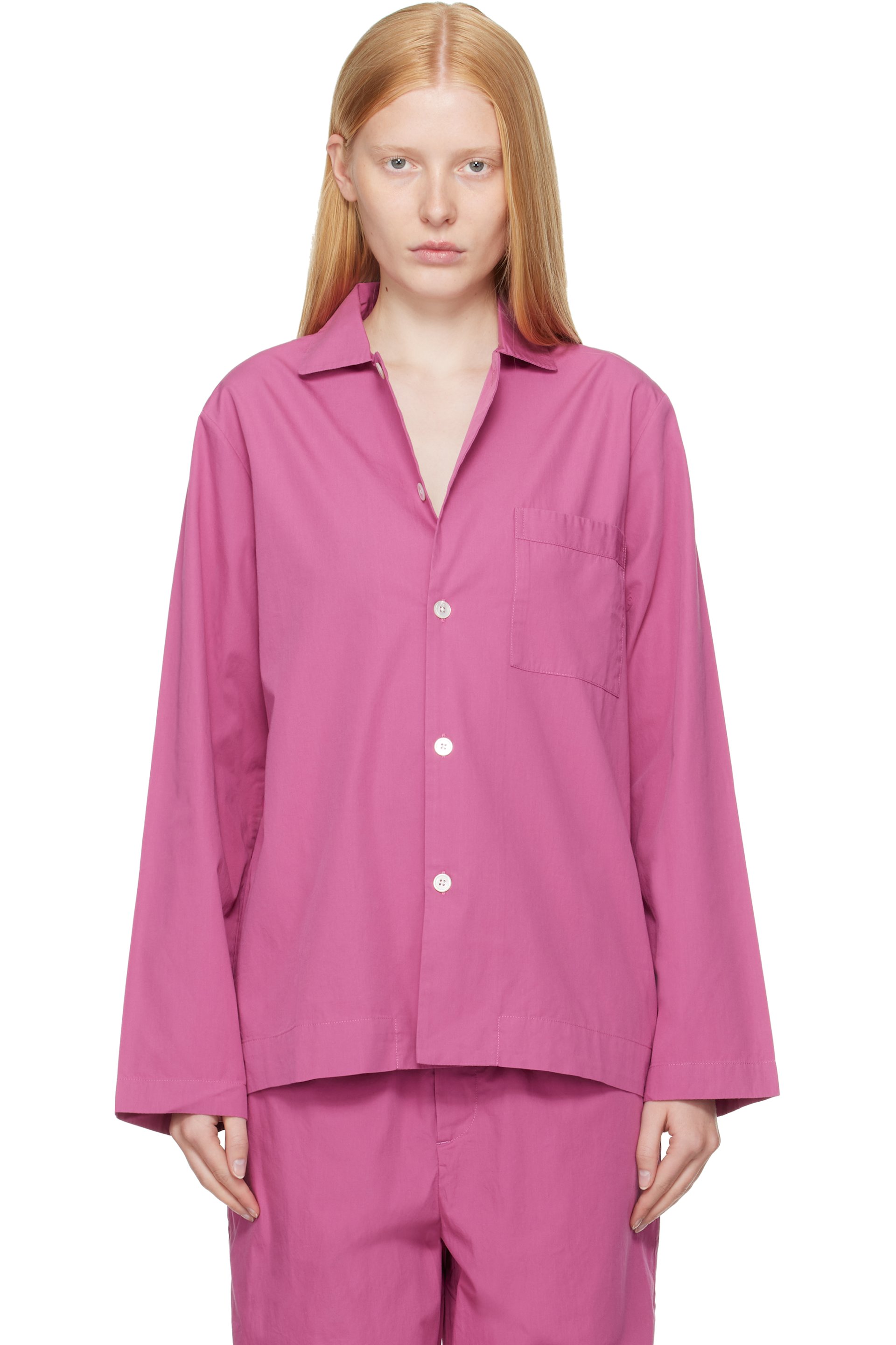 Tekla - Purple Poplin Long-Sleeved Pyjama Shirt