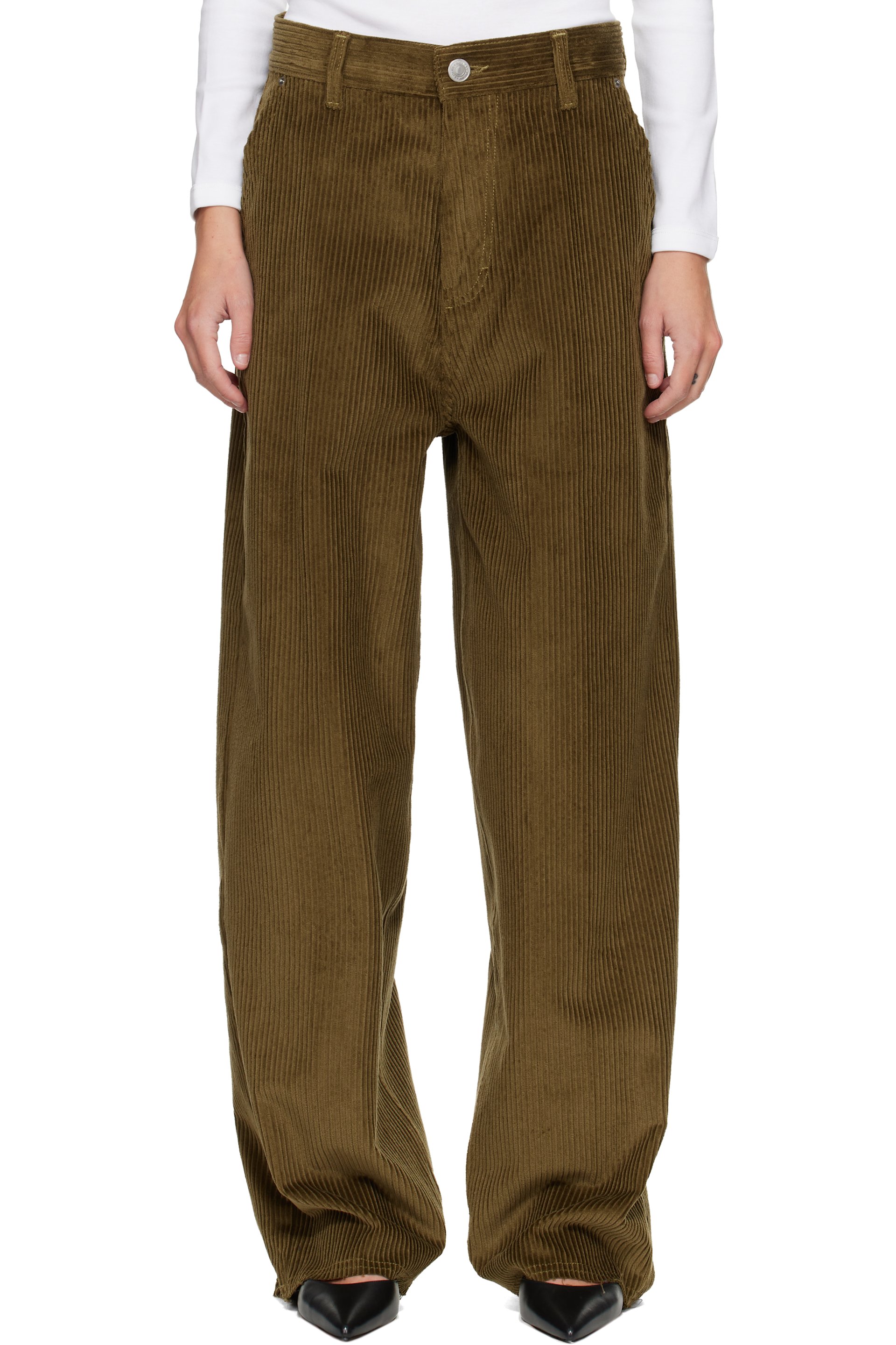 AMI Paris - Pantalon ample kaki en coton